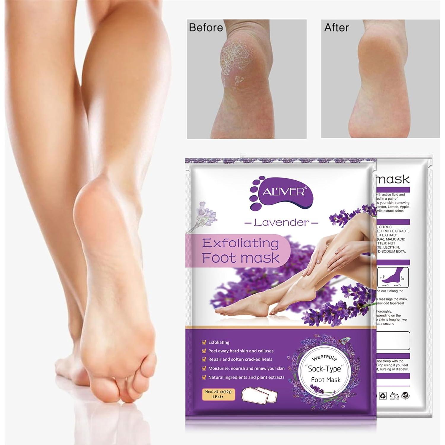 Mascarilla Exfoliante para Pies ALIVER 3 Paquetes Lavanda