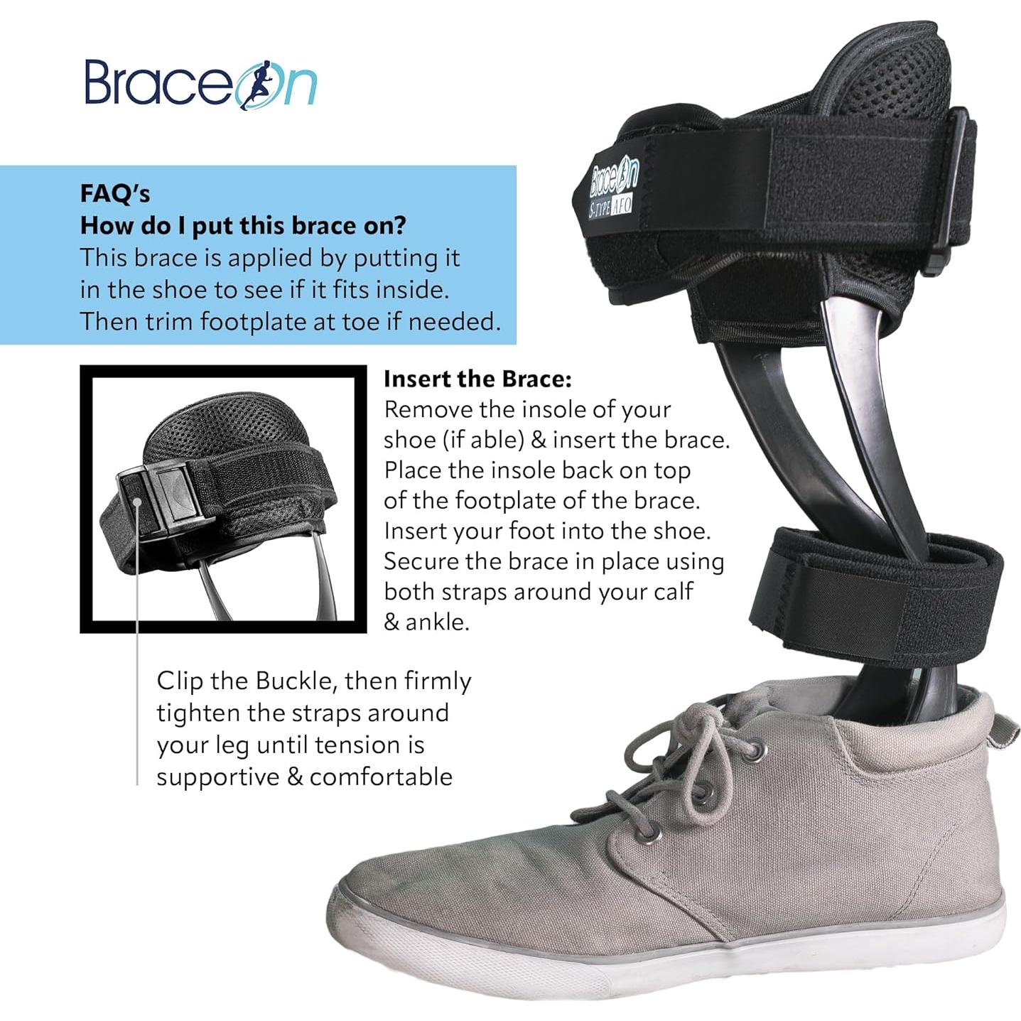 Férula AFO S-Type BraceOn para pie caído, unisex