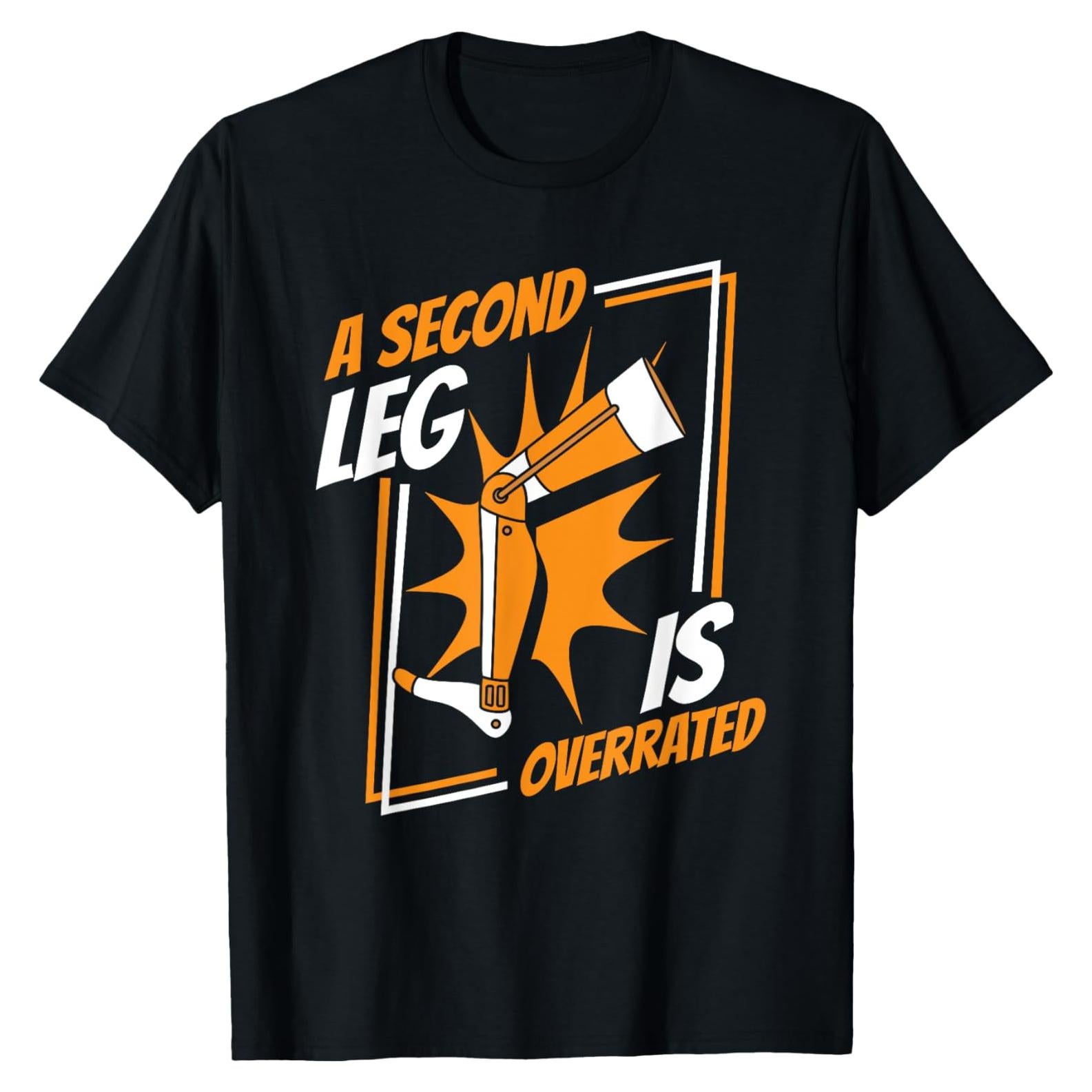 Camiseta para Hombres con Diseño de Pierna Prostética - Negro