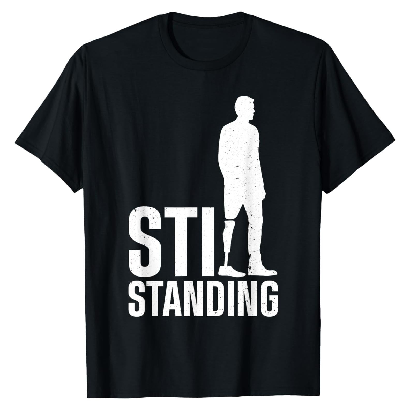 Camiseta Humorística Still Standing para Amputados - Negro