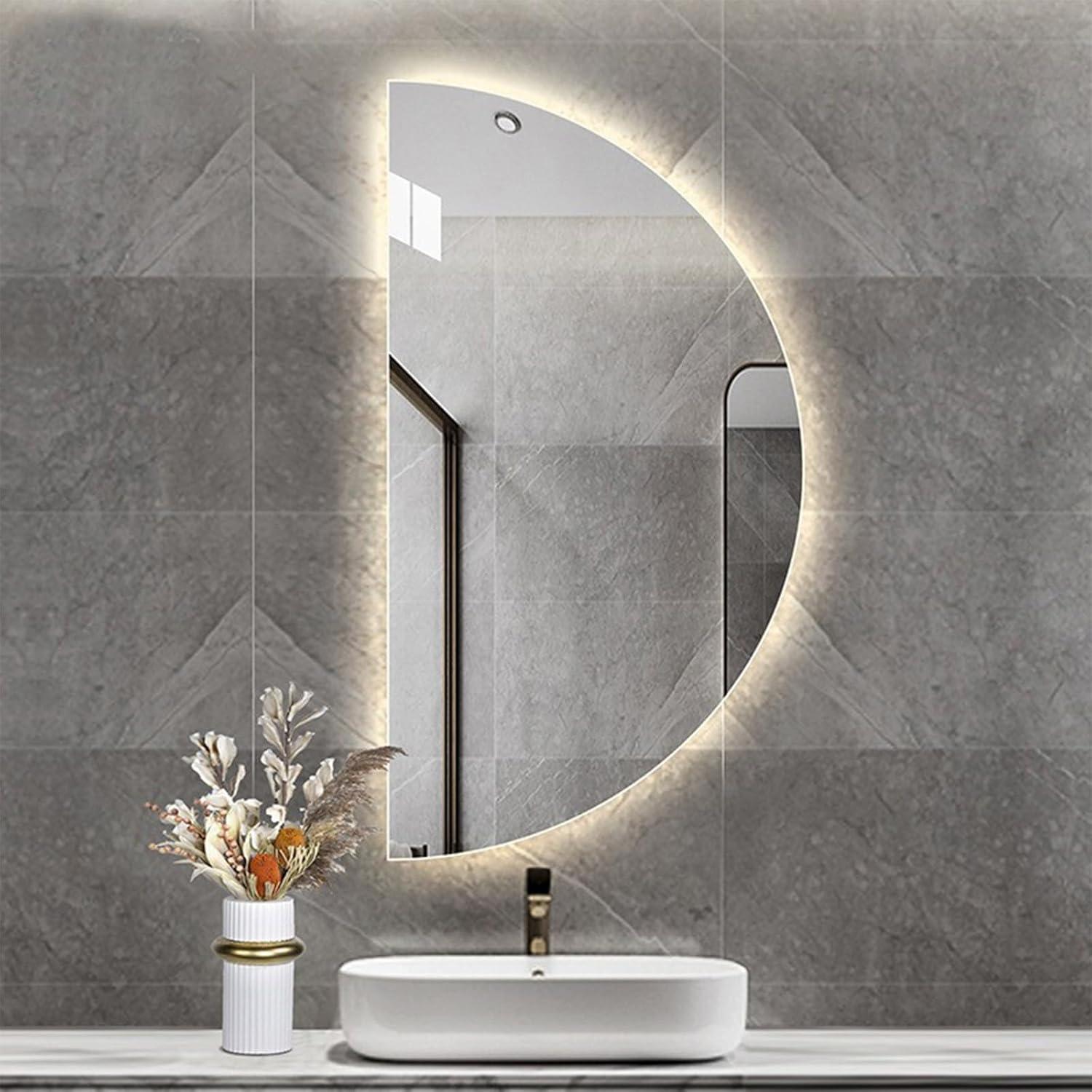Espejo de Baño Semicircular WWWHZGYS 60x120cm LED Anti-Vaho