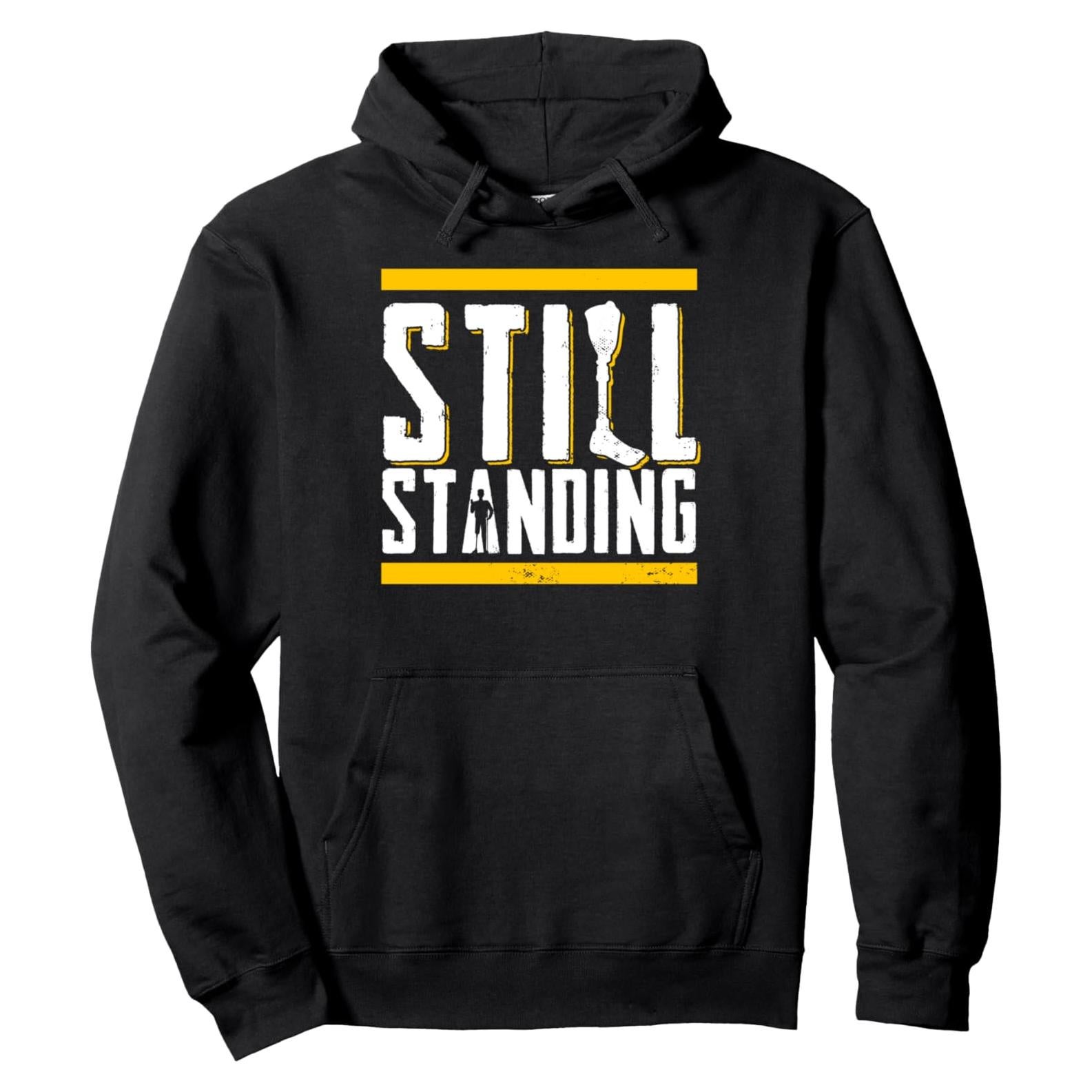 Sudadera con Capucha Unisex Negra Amputación Pierna Protésica