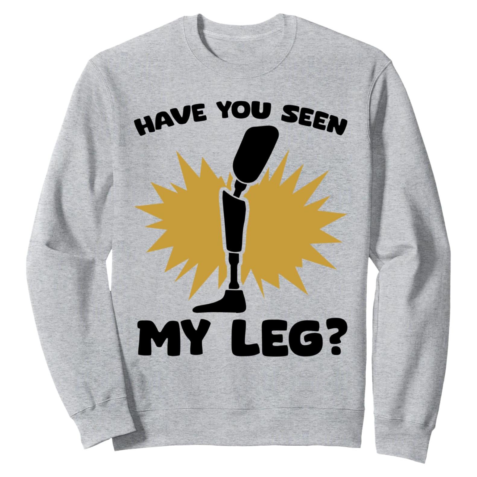 Sudadera Unisex Gris Jaspeado con Diseño de Pierna Protésica