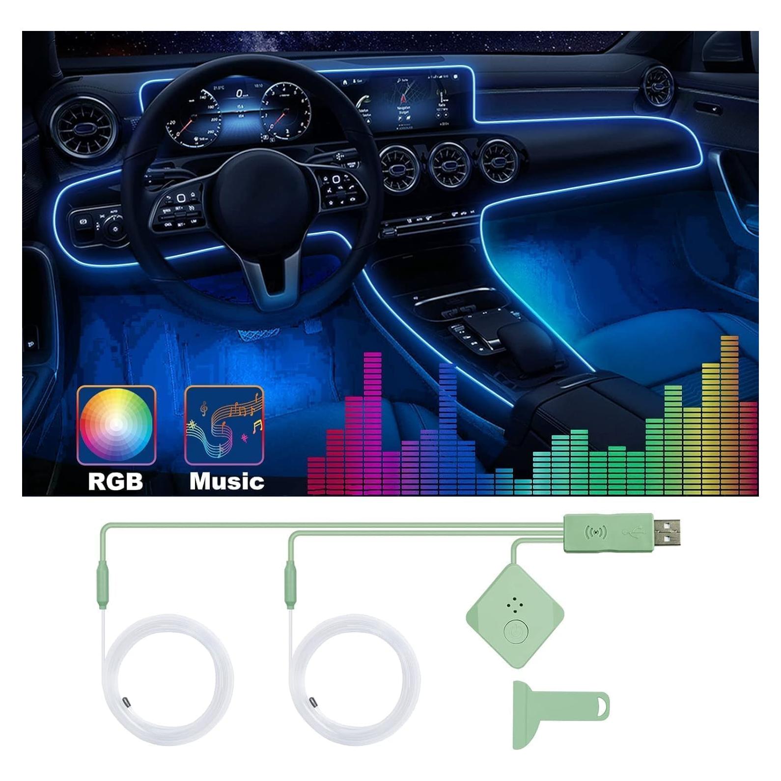 Luces LED de tira Fimker RGB para coche, 21.5x16.5 cm, impermeables