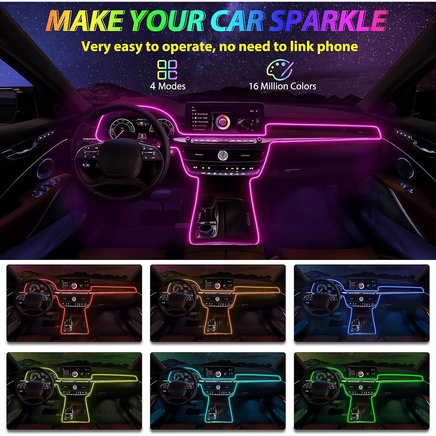 Luces LED de tira Fimker RGB para coche, 21.5x16.5 cm, impermeables