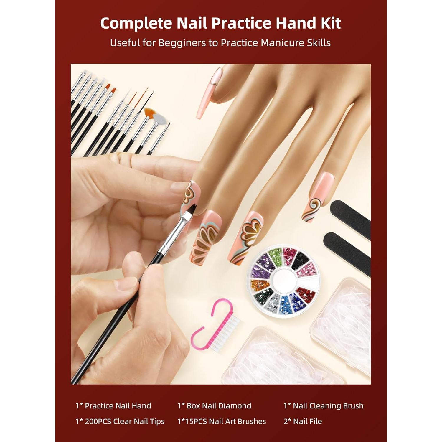 Mano de Práctica para Uñas Acrílicas NIQZOPA Flexible