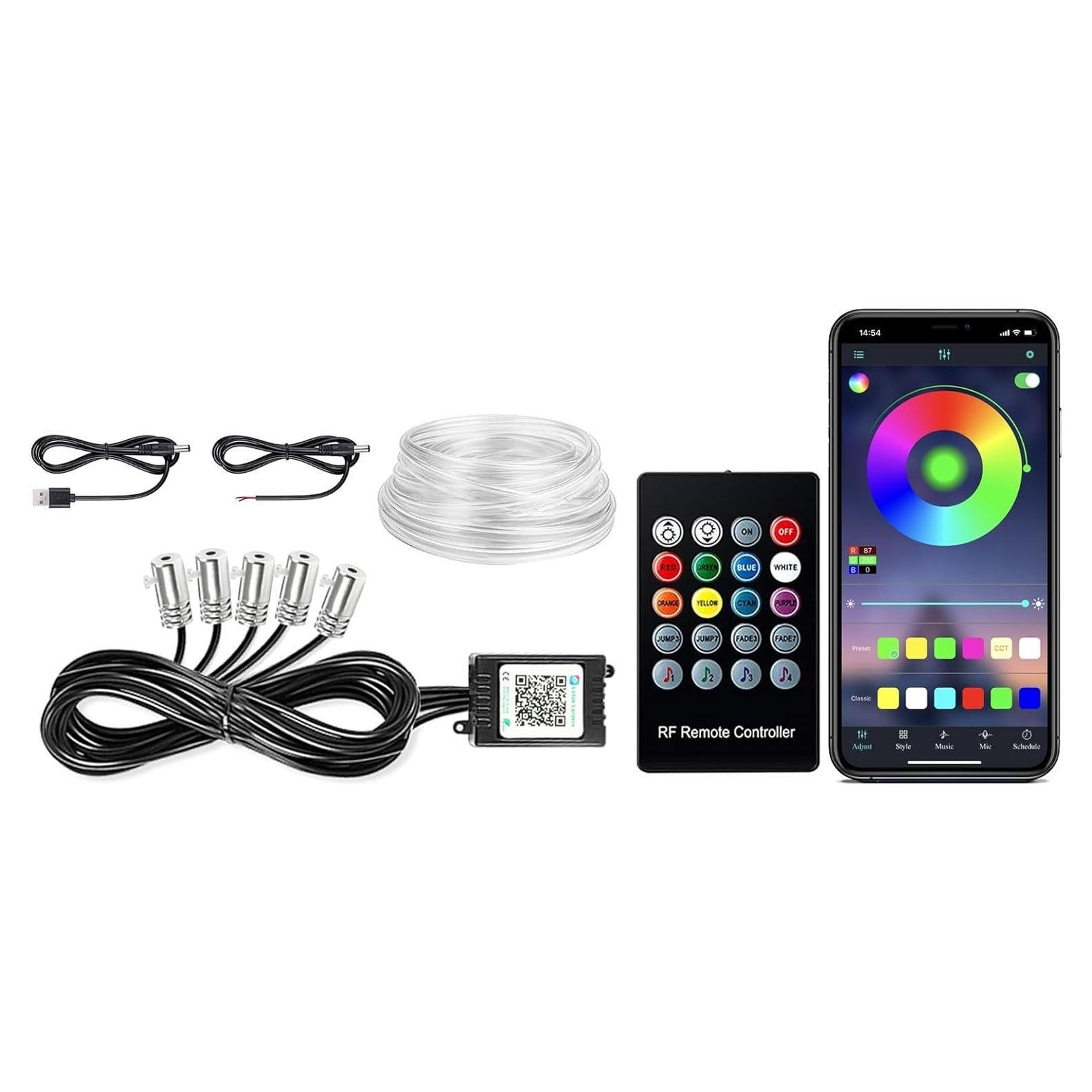 Luces LED para Carro SAMGCHI 6m RGB Control Remoto APP