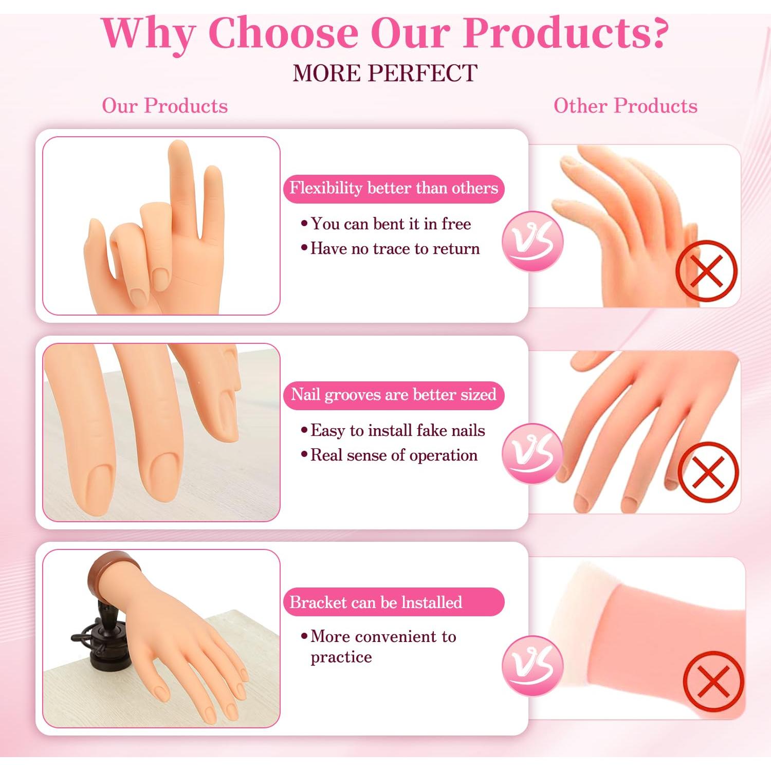 Mano de Práctica para Uñas Acrílicas SARO-UP Nude 30 cm