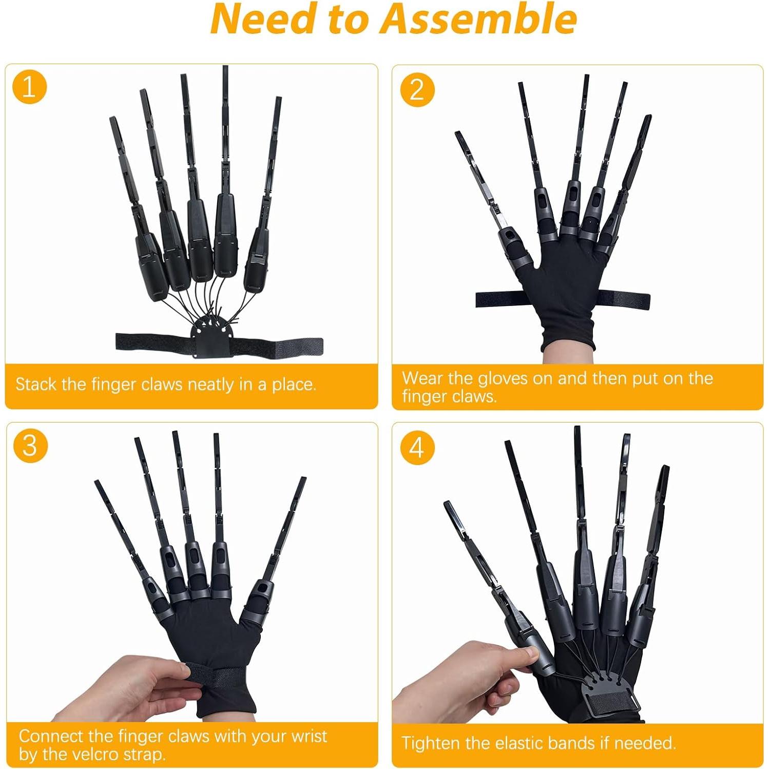 Extensiones de Dedos Articulados Halloween NICENICY con Guantes