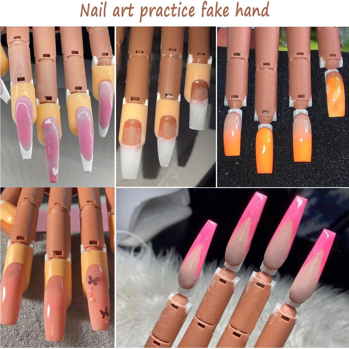 Mano de práctica ajustable Sotong con 200 tips para uñas