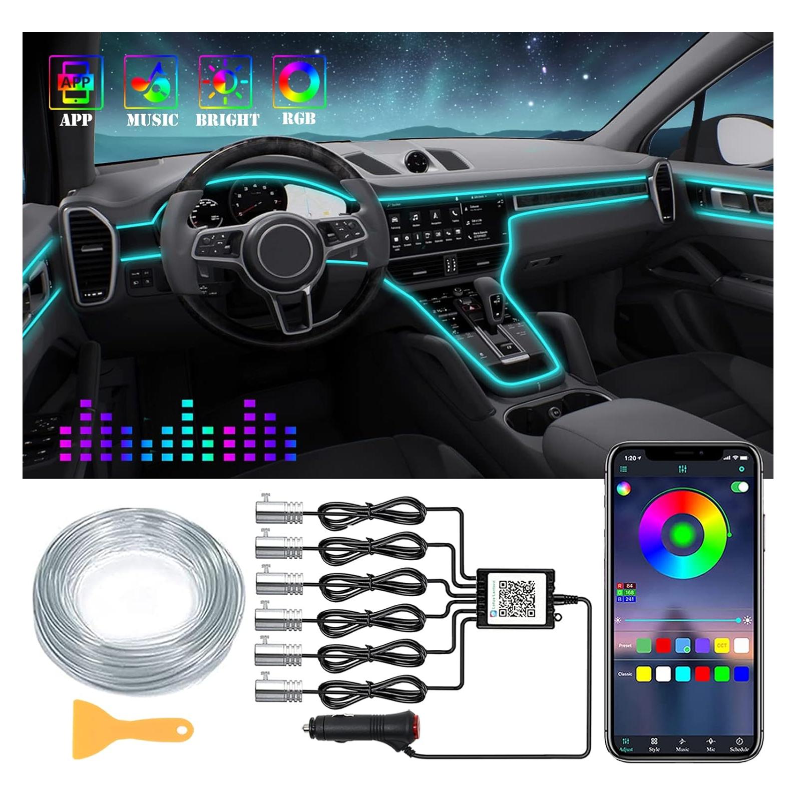 Luces LED de tira DEHERANE para coche RGB 800 cm Bluetooth