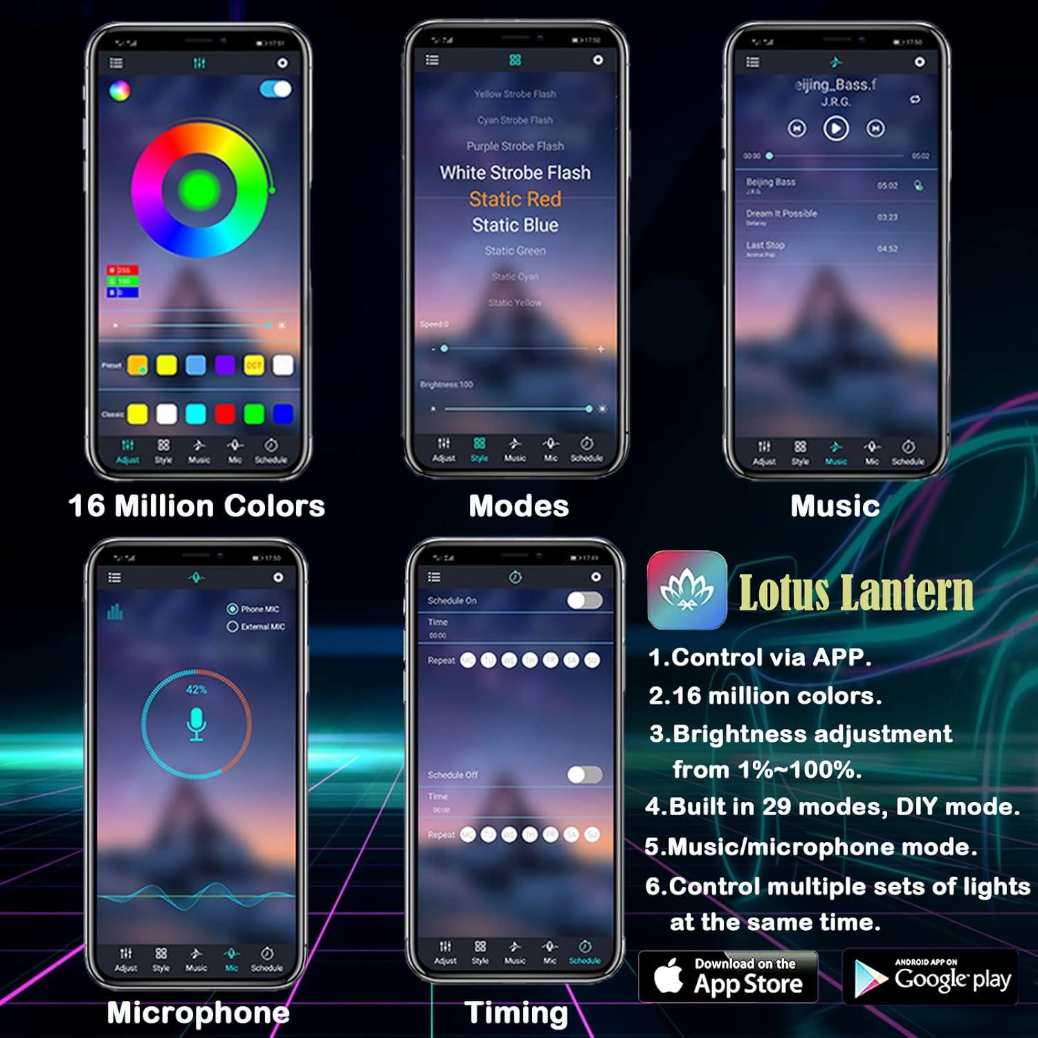 Luces LED de tira DEHERANE para coche RGB 800 cm Bluetooth