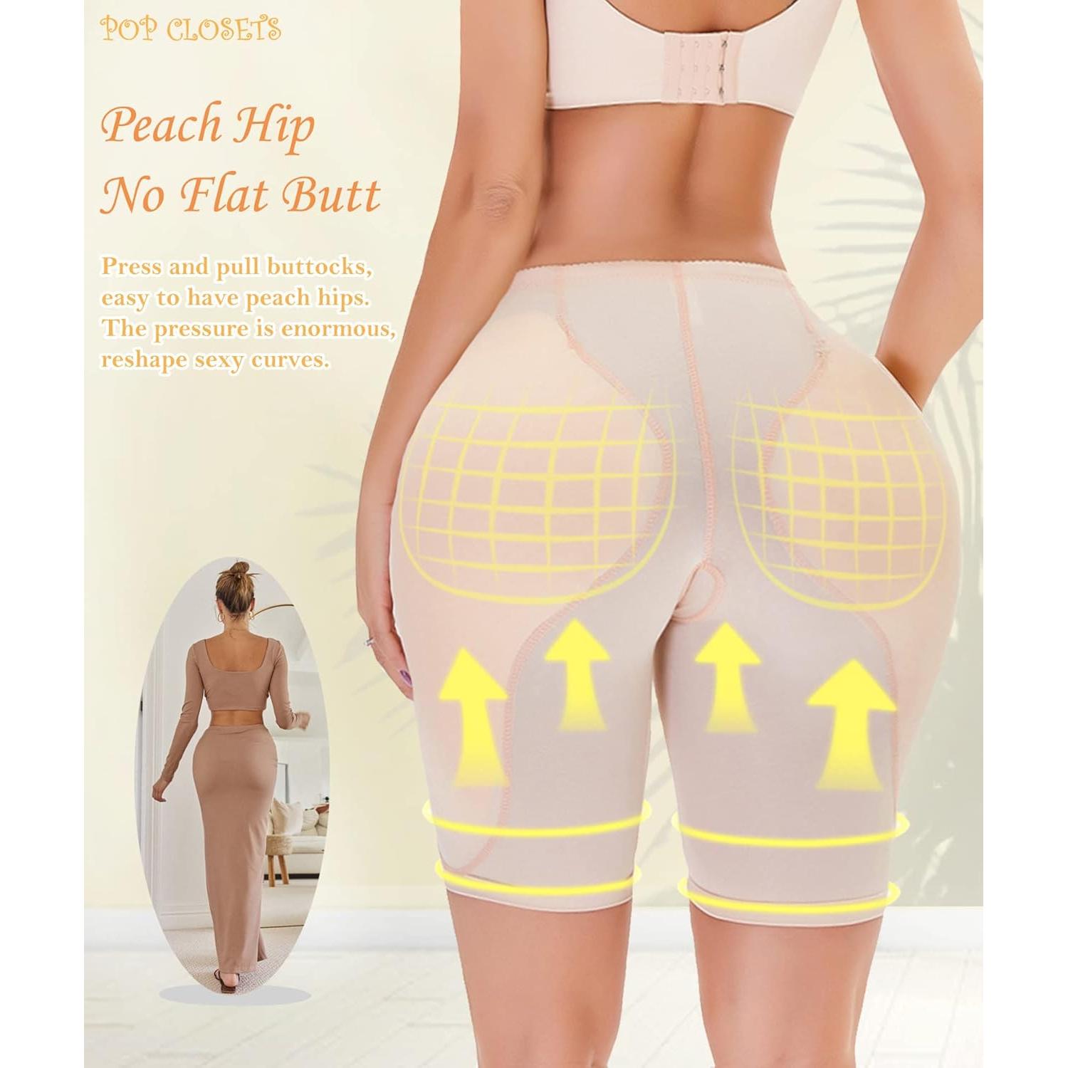 POP CLOSETS Shapewear Mujeres Almohadillas Levantadoras Beige