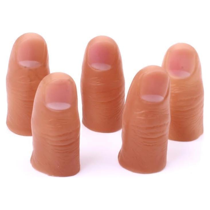 5pcs Fleshcolor Fake Finger Trick Prop,Hard Thumb Tip Finger Fake Magic Tricks,Close up Magic KitsAppear Vanish Magic for Magicians Accessories,Novelty and Gag Toys