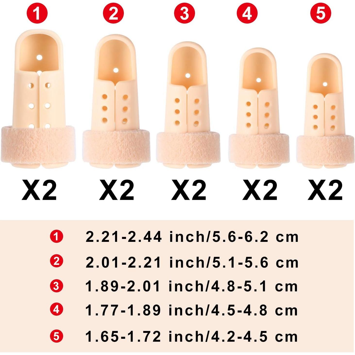 Férulas para Dedo en Martillo BBTO 10 Piezas 5 Tamaños