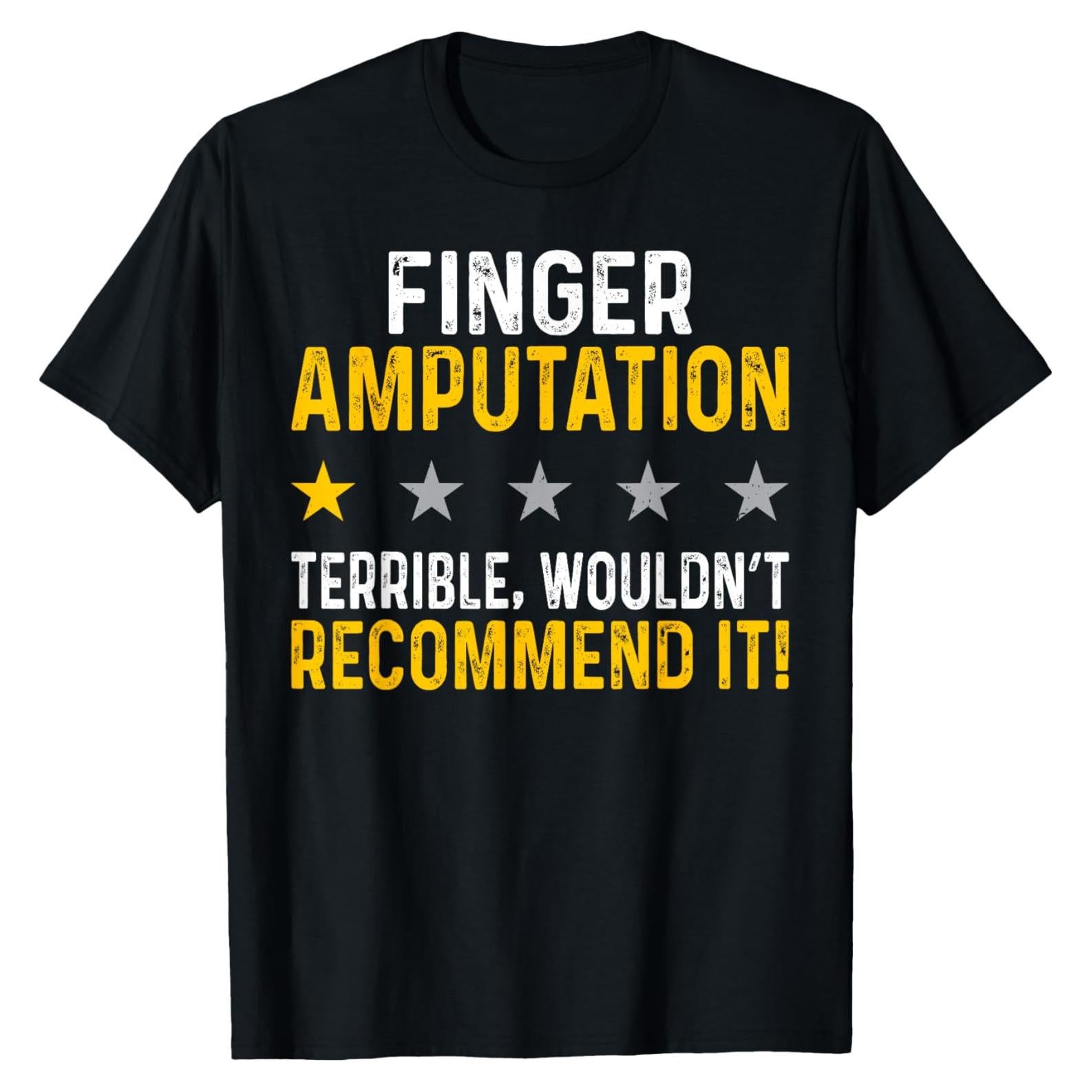 Camiseta Divertida Amputado de Dedo Funny Amputee - Negro