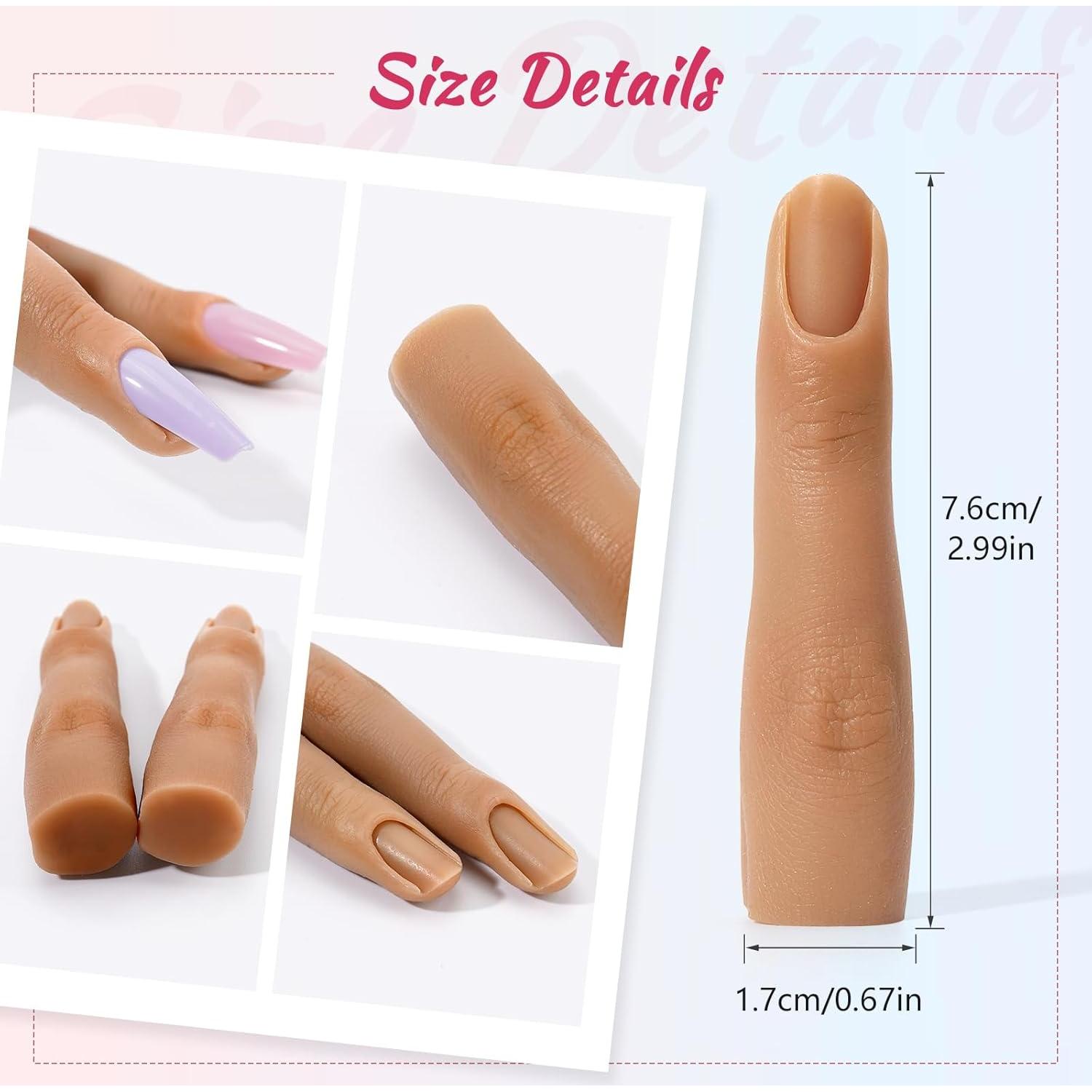 2 Piezas Dedo de Práctica de Silicona para Uñas Acrílicas