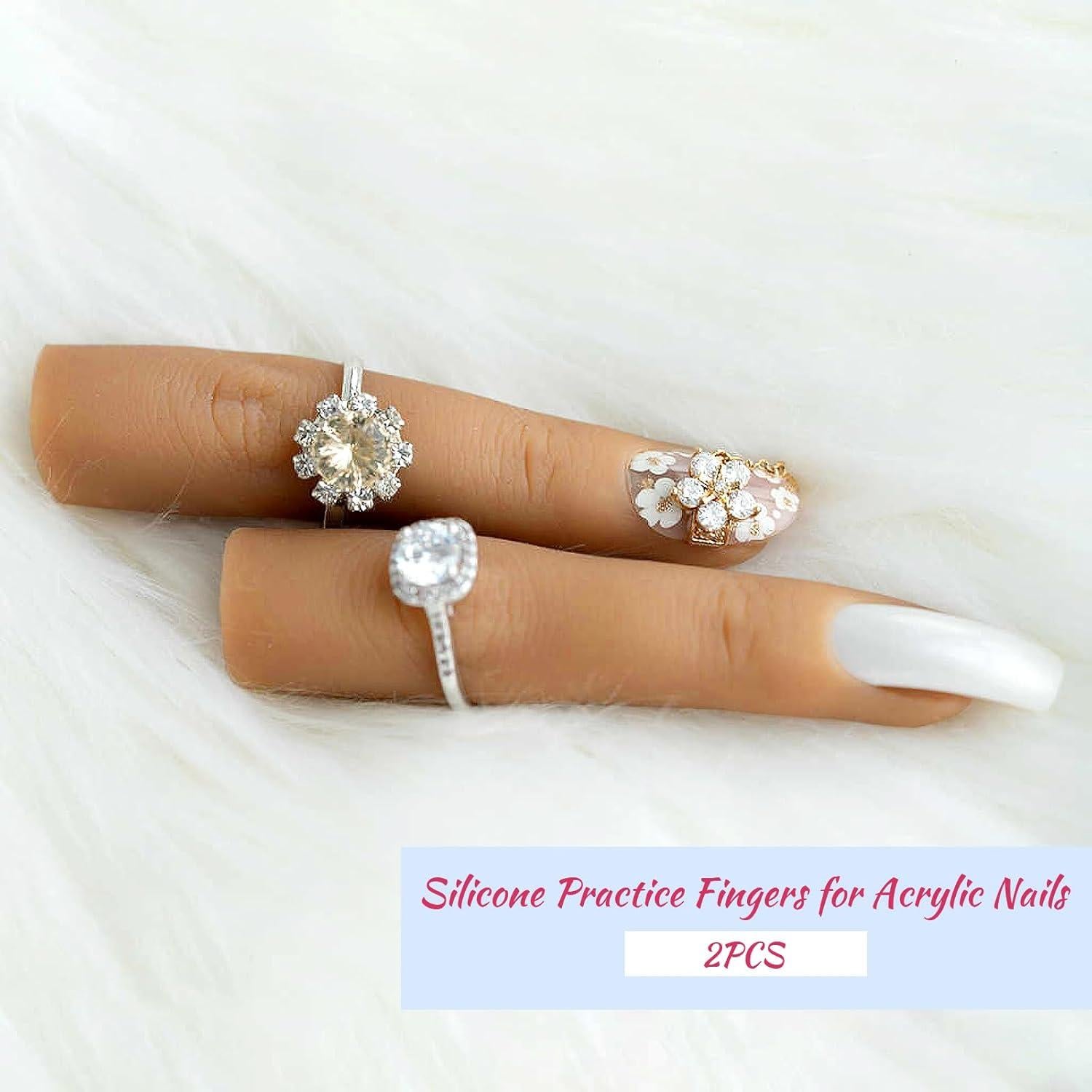 2 Piezas Dedo de Práctica de Silicona para Uñas Acrílicas