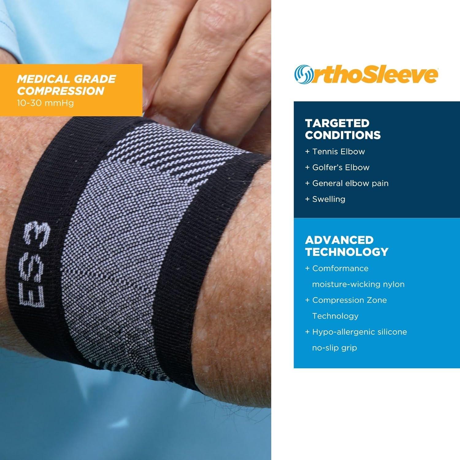OrthoSleeve Soporte de Codo ES3 Negro Pequeño para Dolor