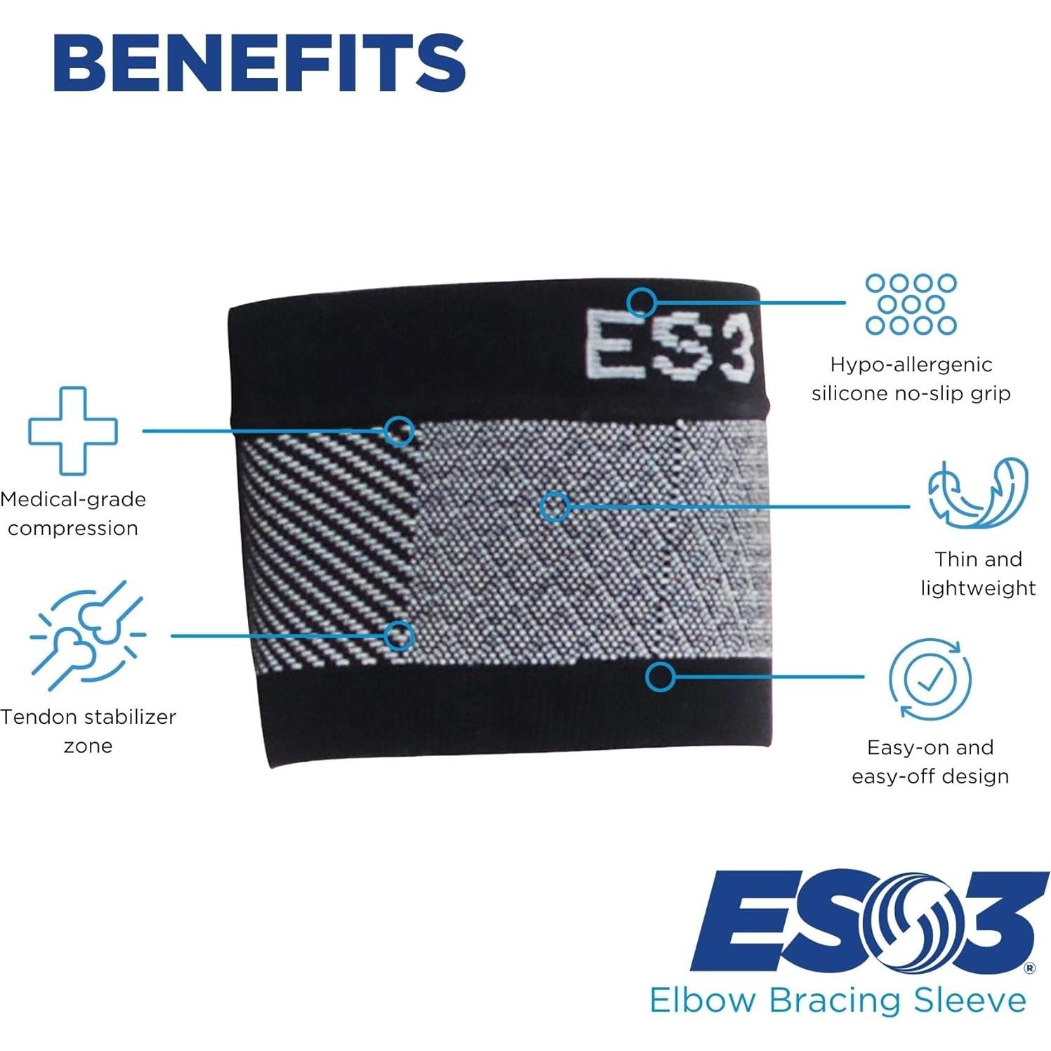 OrthoSleeve Soporte de Codo ES3 Negro Pequeño para Dolor