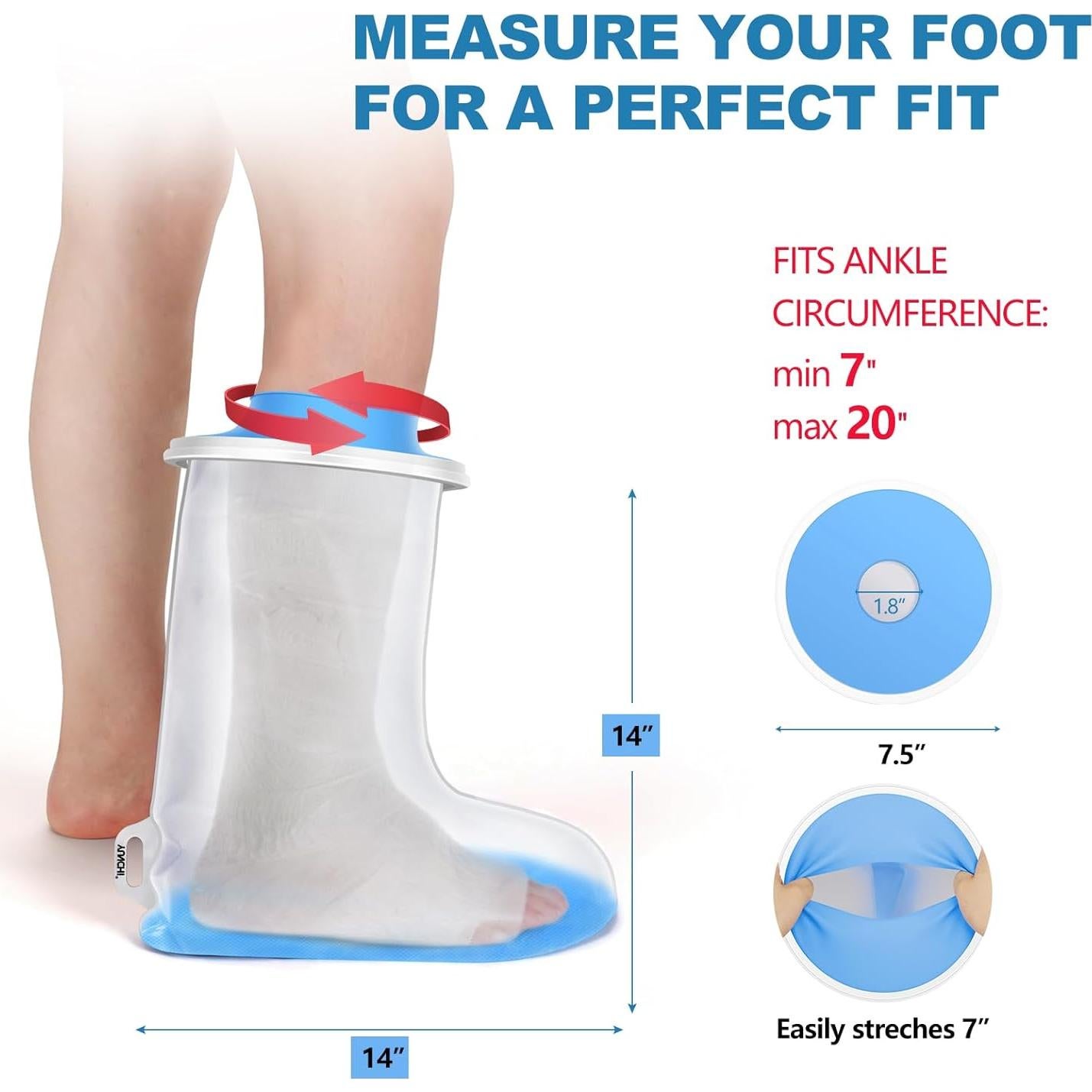 Cubierta de Pie Impermeable YUNCHI para Ducha Adultos 35,56 cm