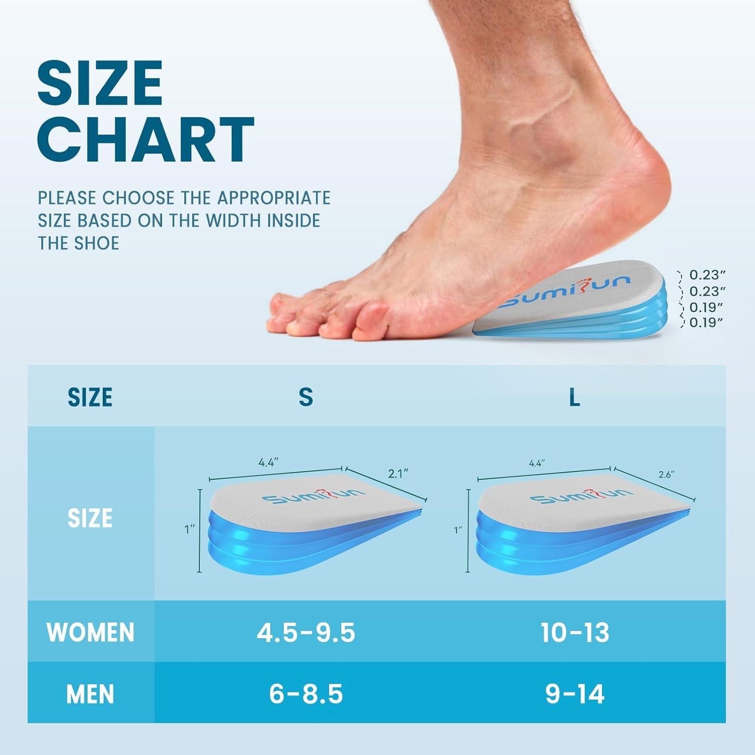 Plantillas Elevadoras Sumifun para Mujeres - 4 Capas Ajustables