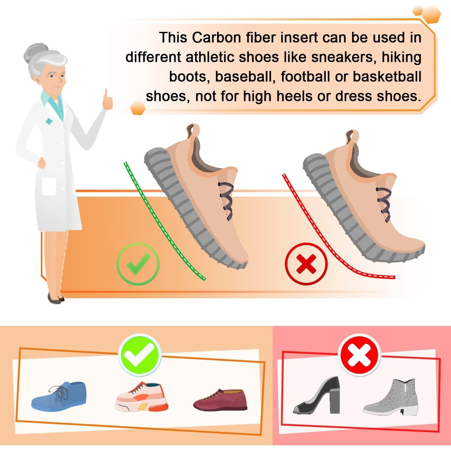 Plantillas de fibra de carbono QRFDTSOQY para alivio del pie