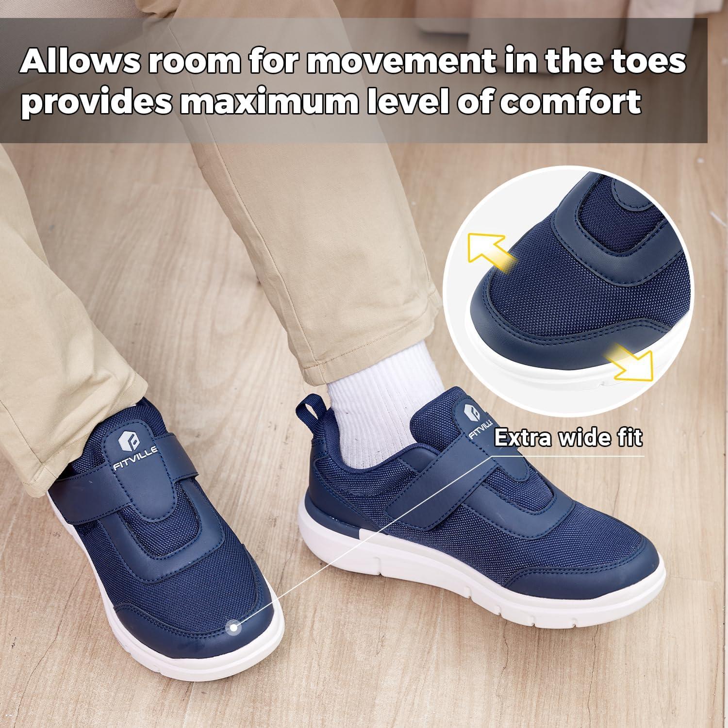 Zapatos Diabéticos FitVille Hombres Ancho Extra Azul 10