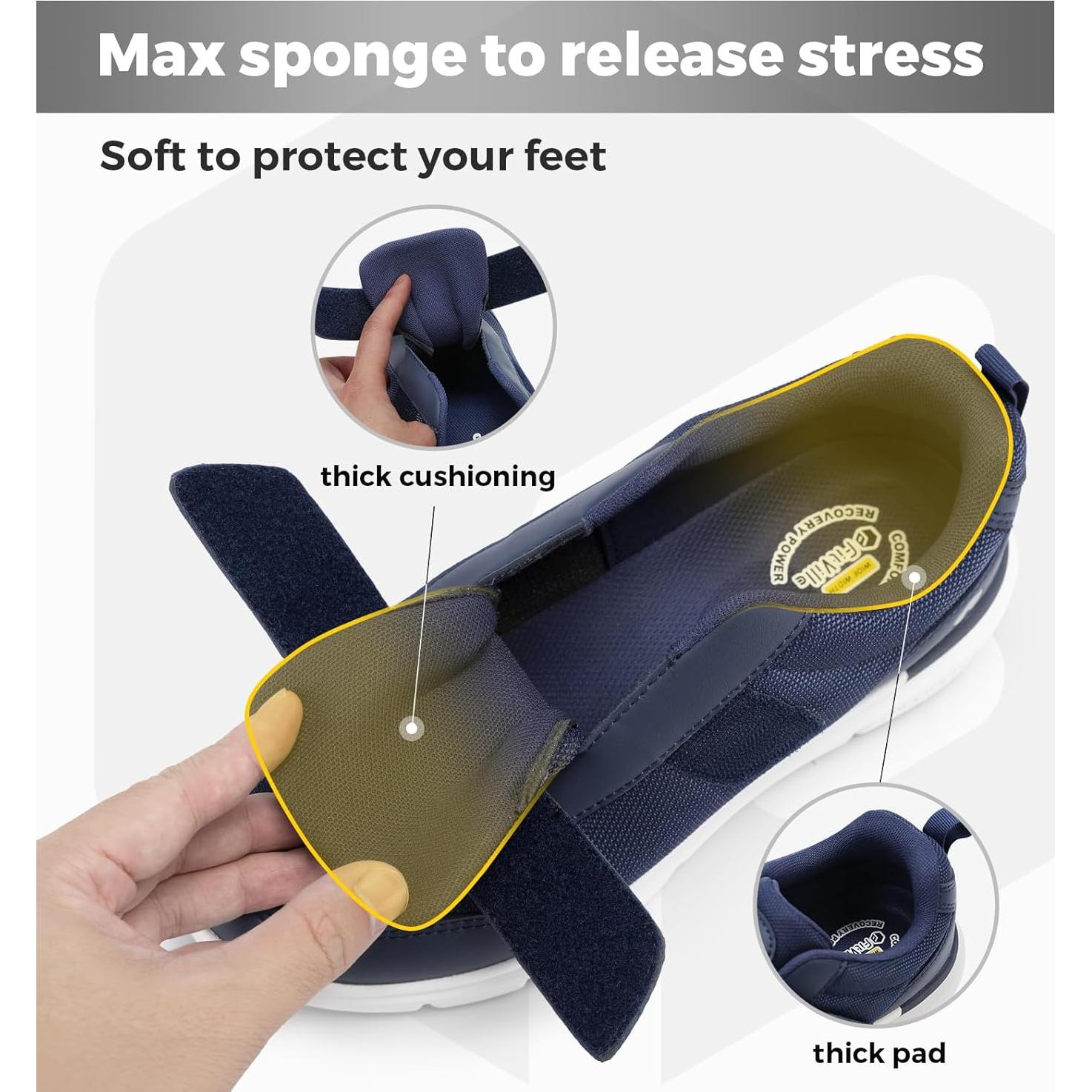 Zapatos Diabéticos FitVille Hombres Ancho Extra Azul 10