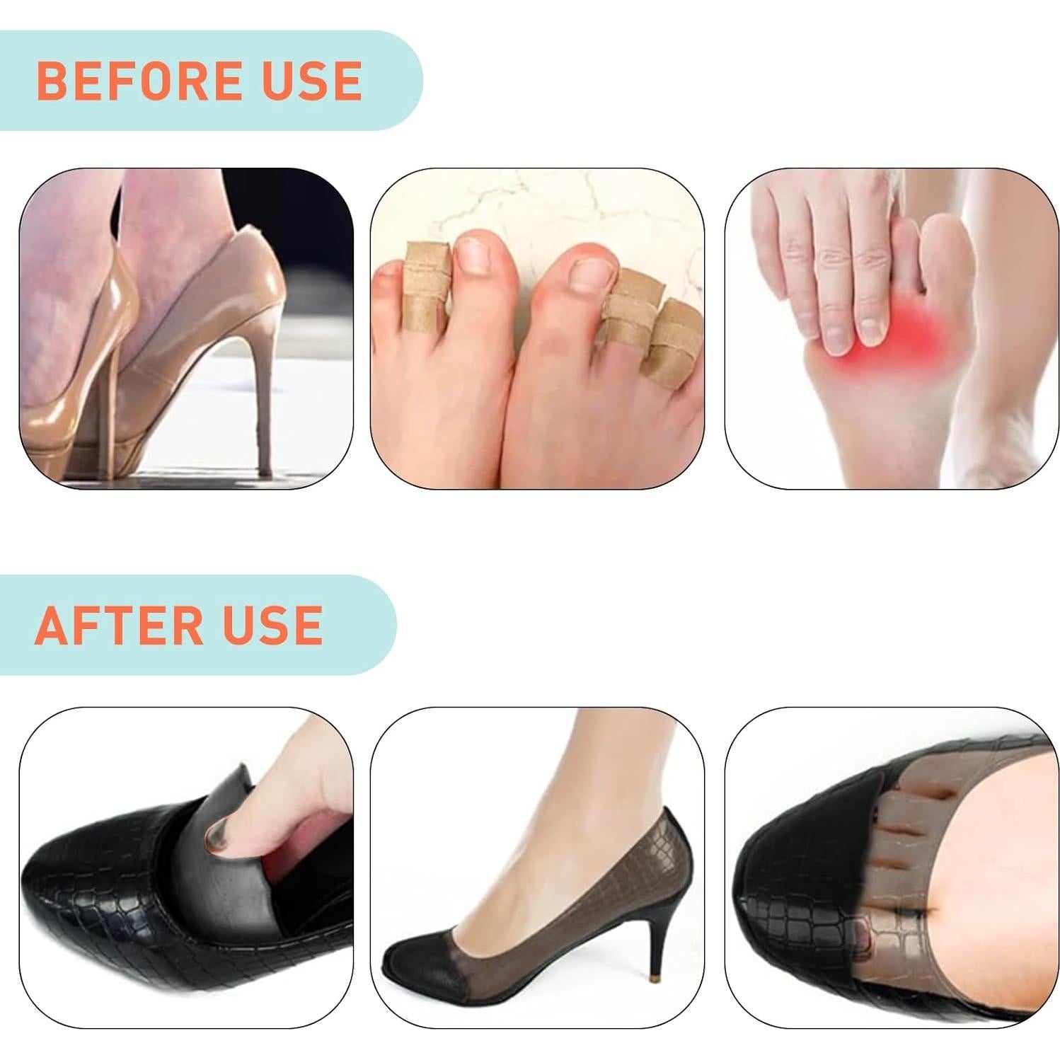 Rellenos para Zapatos UamGlsob 3 Pares Ajustables Negros