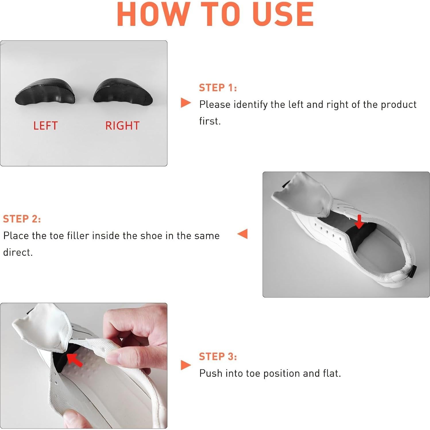 Rellenos para Zapatos UamGlsob 3 Pares Ajustables Negros