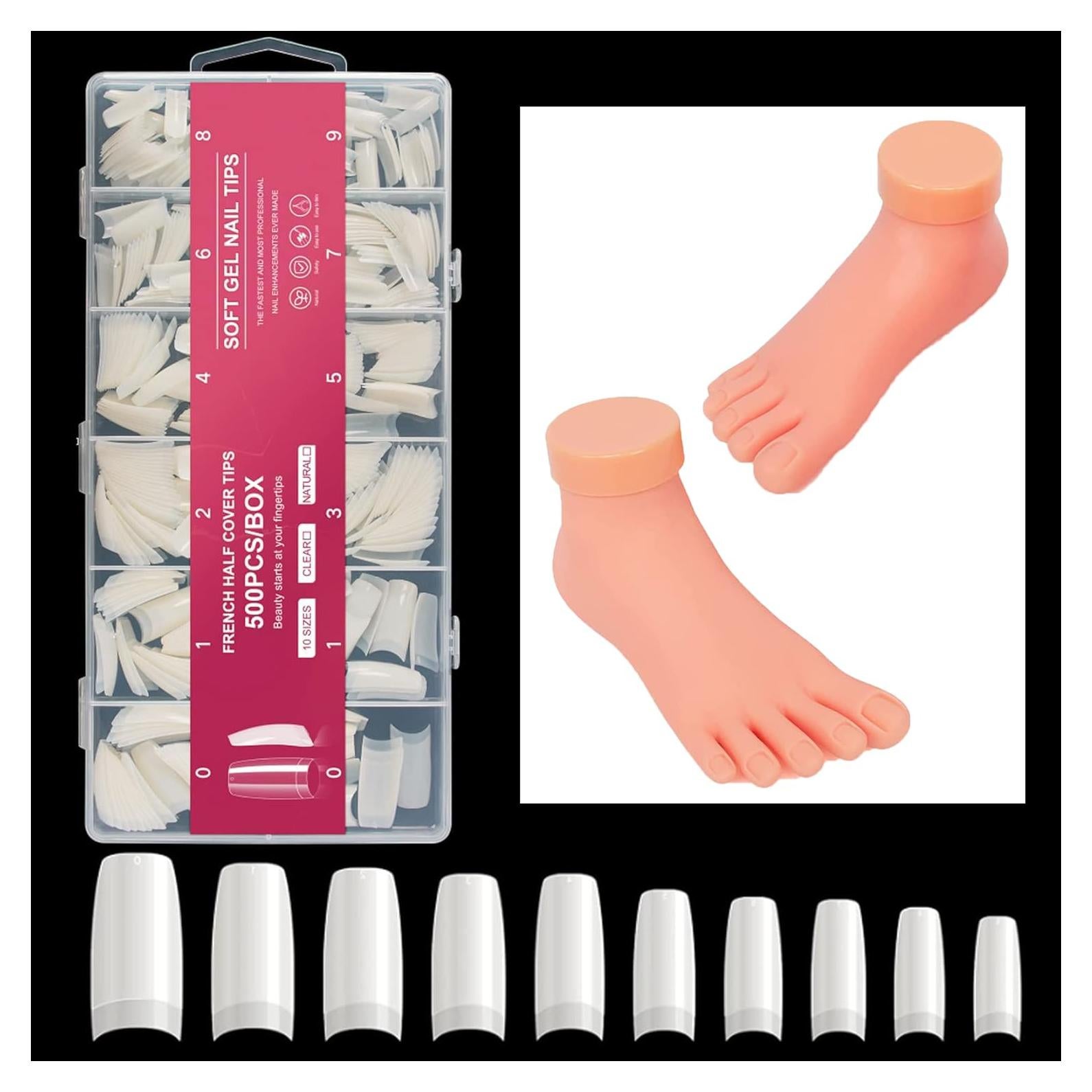 Puntas de Uñas Postizas Krofaue 500 Pcs 10 Tamaños Francesas