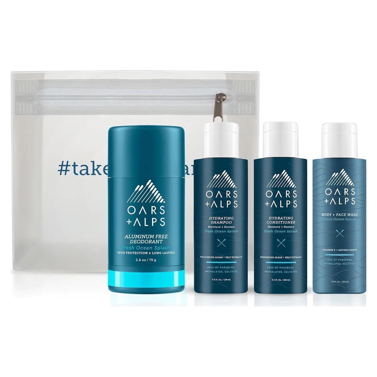 Kit de Viaje Oars + Alps para Hombres - Champú, Acondicionador y Más