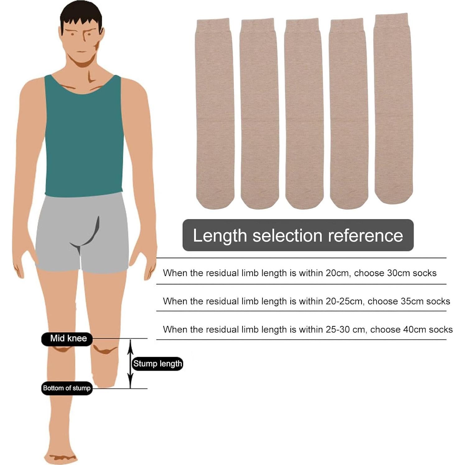 ZJchao 5 Calcetines Protésicos para Mujeres Amputadas Algodón XXL