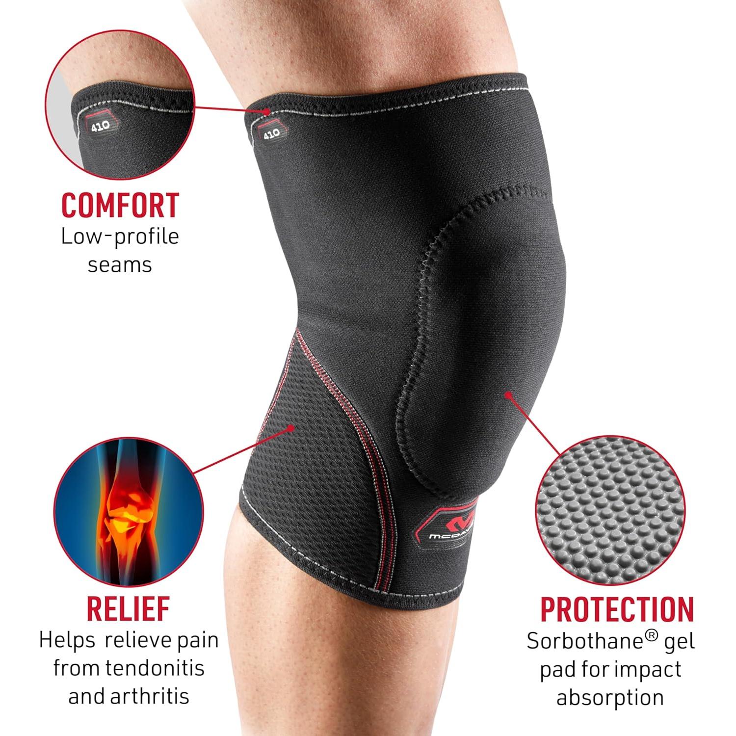 Funda de Rodilla McDavid 410 con Gel Sorbothane - Negro/Rojo