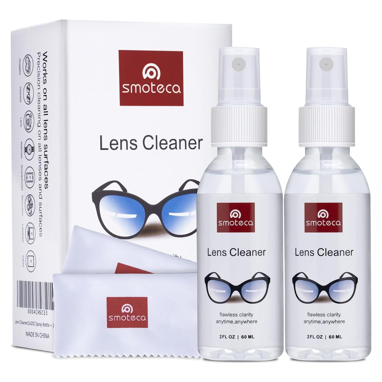 Kit Limpiador de Lentes SmoTecQ - 2 Botellas 59ml y Paños