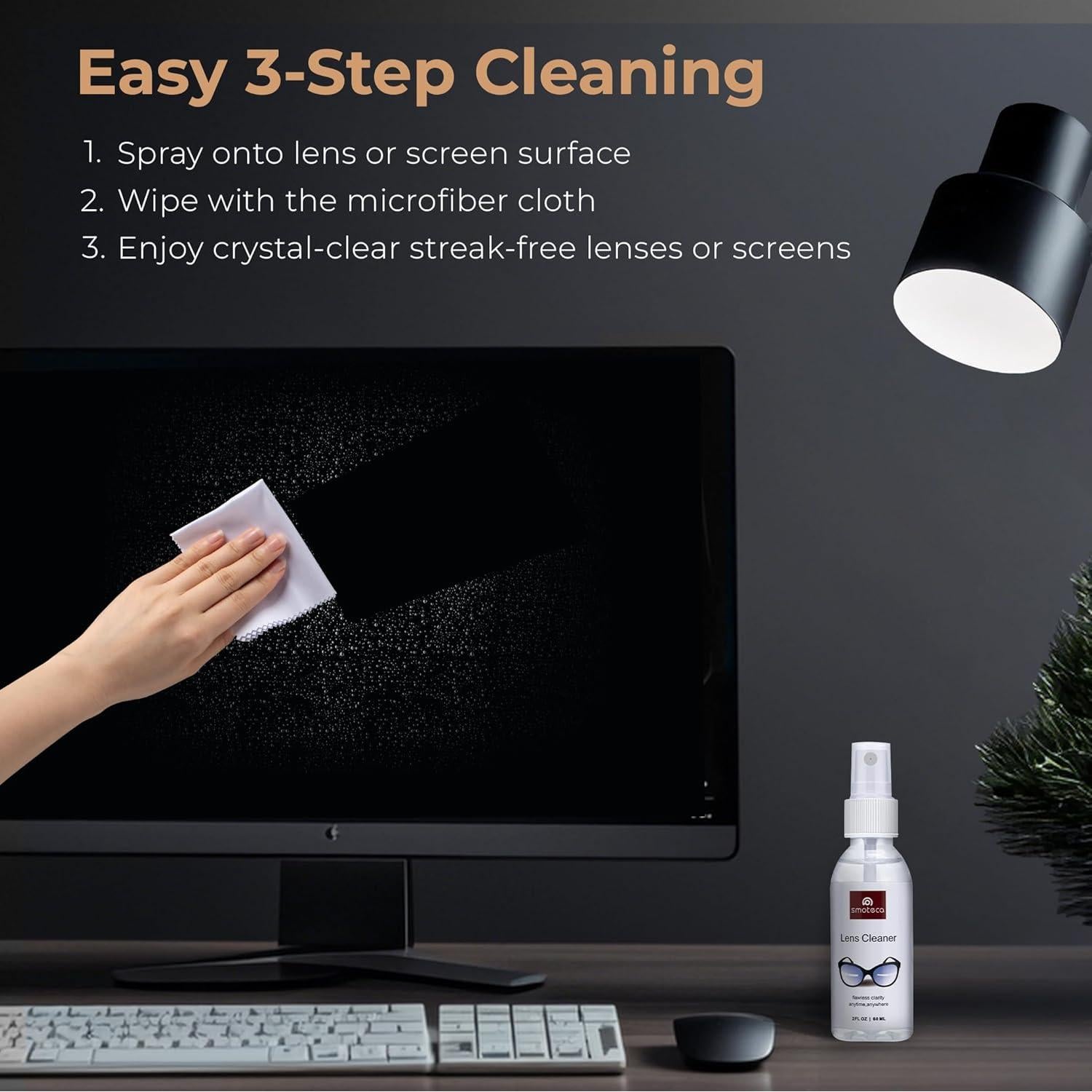 Kit Limpiador de Lentes SmoTecQ - 2 Botellas 59ml y Paños