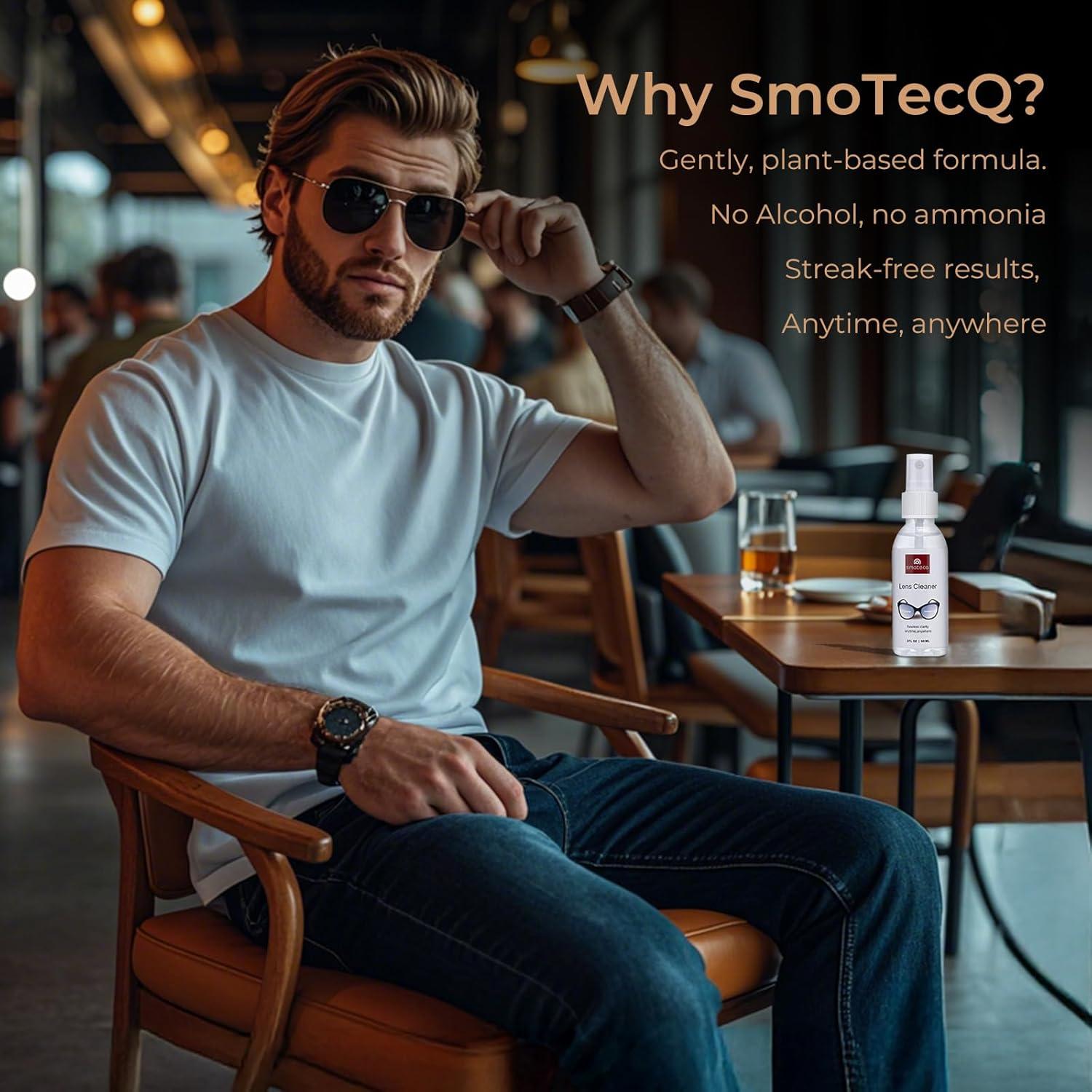 Kit Limpiador de Lentes SmoTecQ - 2 Botellas 59ml y Paños