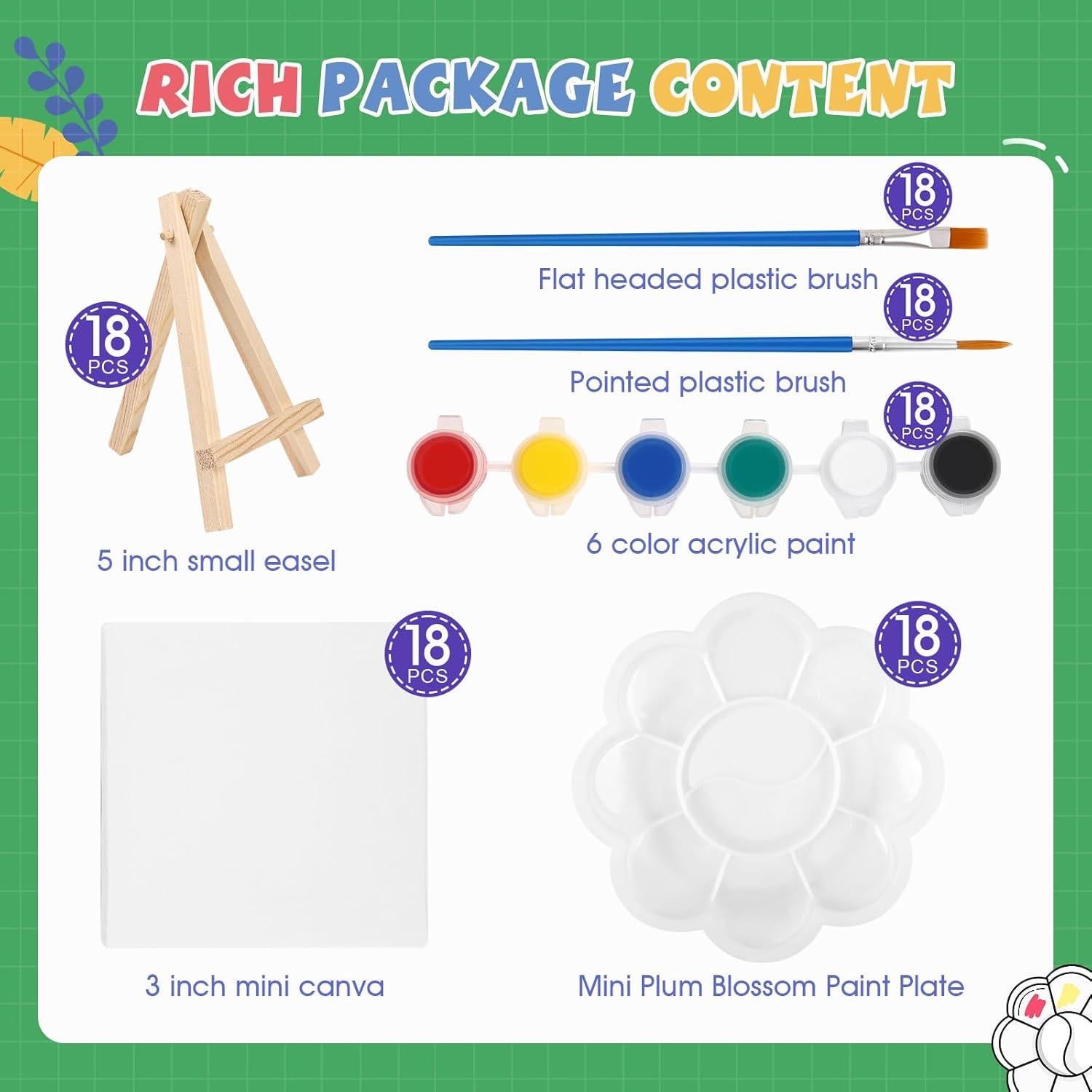 Kit de Pintura Acrílica ESRICH 18 Piezas para Niños