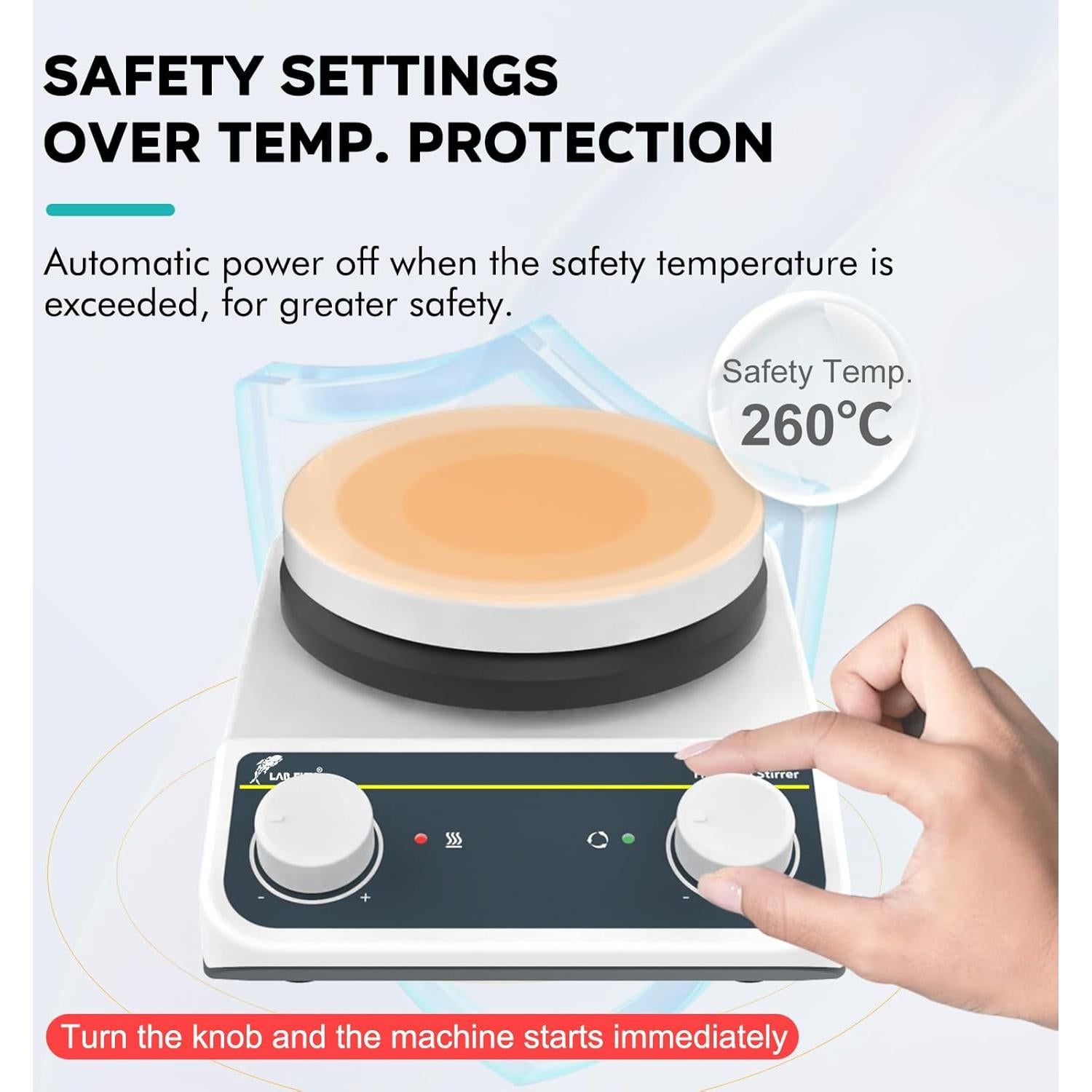 Placa Calentadora Magnética LAB FISH 260°C 3L Cerámica