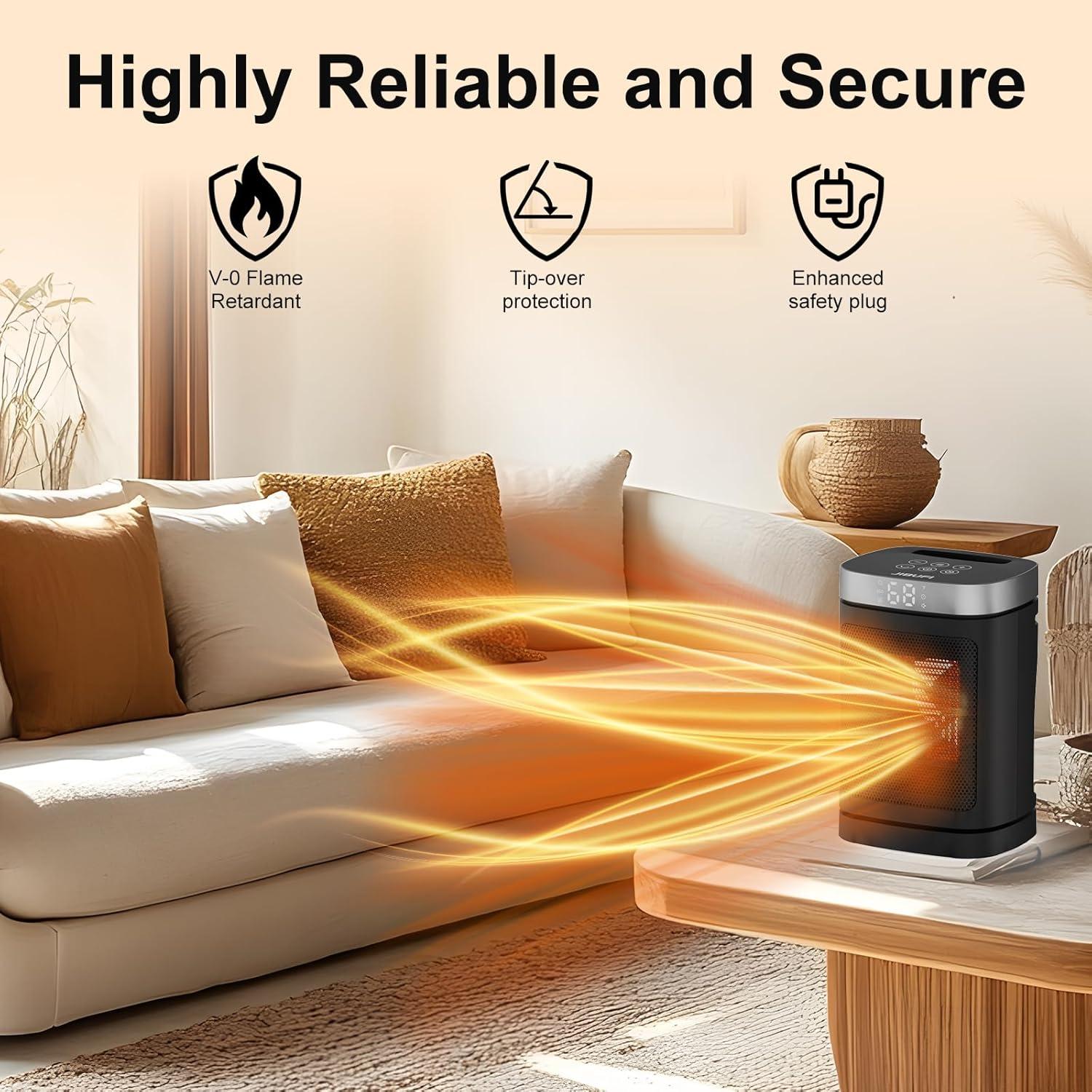 Calentador de espacio portátil JIBUFI 1500W con control remoto