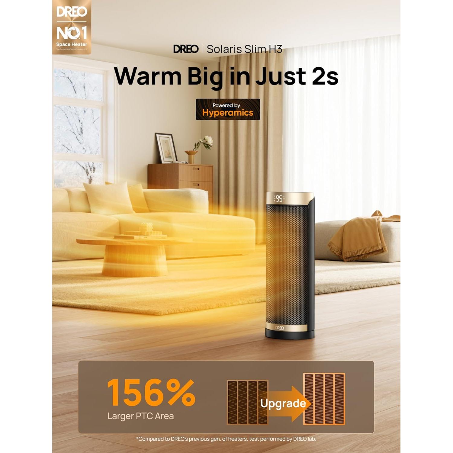 Calefactor Eléctrico Dreo DR-HSH003 1500W Oro con Control Remoto