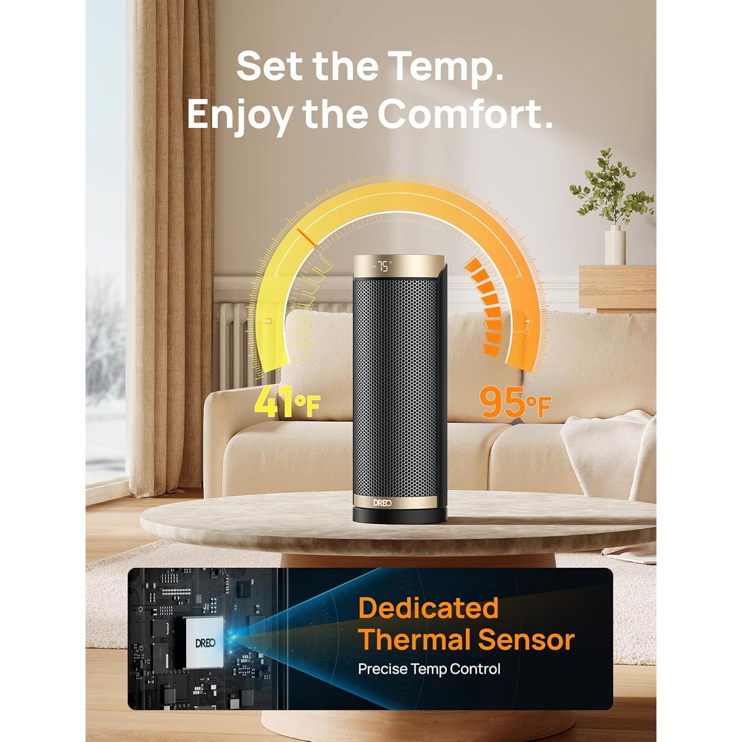 Calefactor Eléctrico Dreo DR-HSH003 1500W Oro con Control Remoto