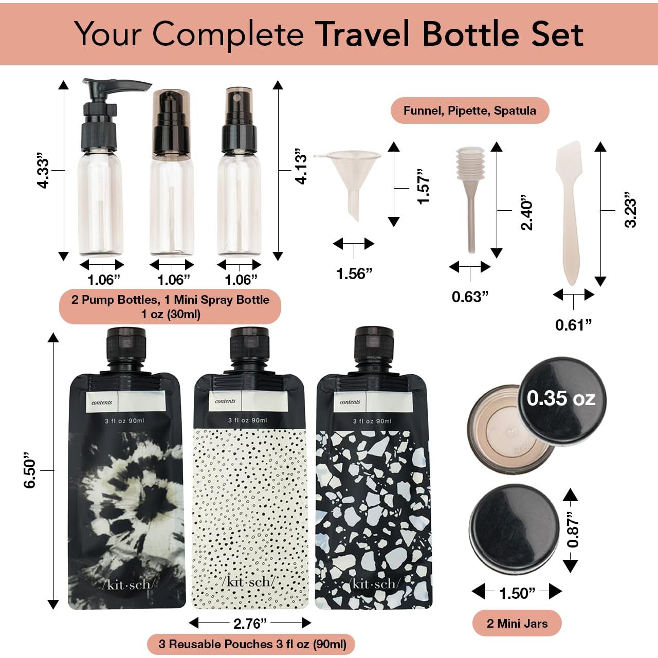 Botellas de Viaje Kitsch 11 Piezas Aprobadas por TSA