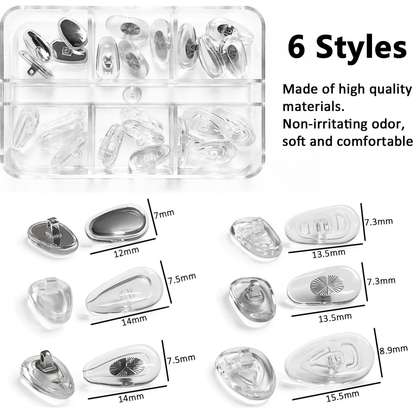 Almohadillas de Nariz PTSLKHN 12 Pares Silicona para Gafas