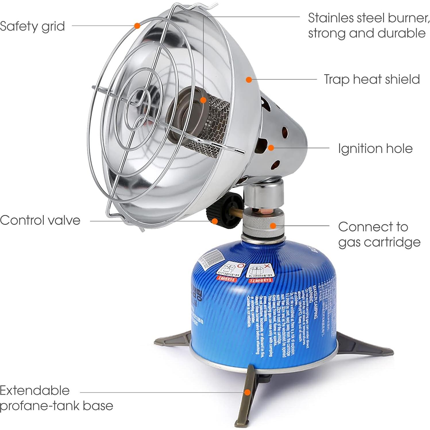 Calentador de Gas Portátil Lixada 300g para Camping - Azul