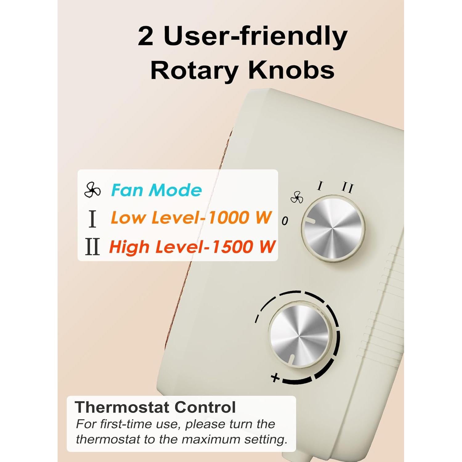 Calentador de Espacio Eléctrico Csakri PTC-1517 1500W Beige