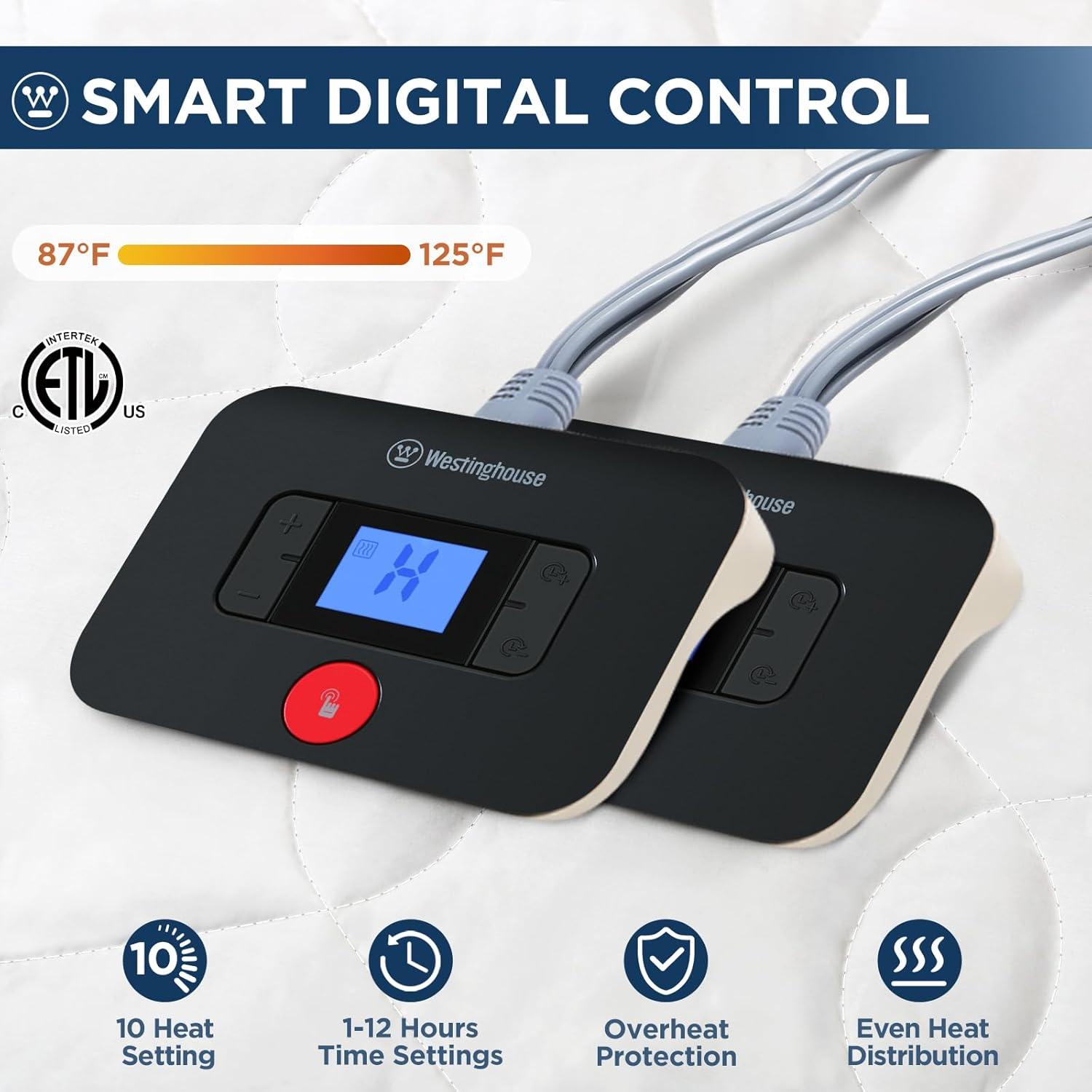 Almohadilla Térmica Queen Westinghouse 10 Niveles Calor 152x203 cm