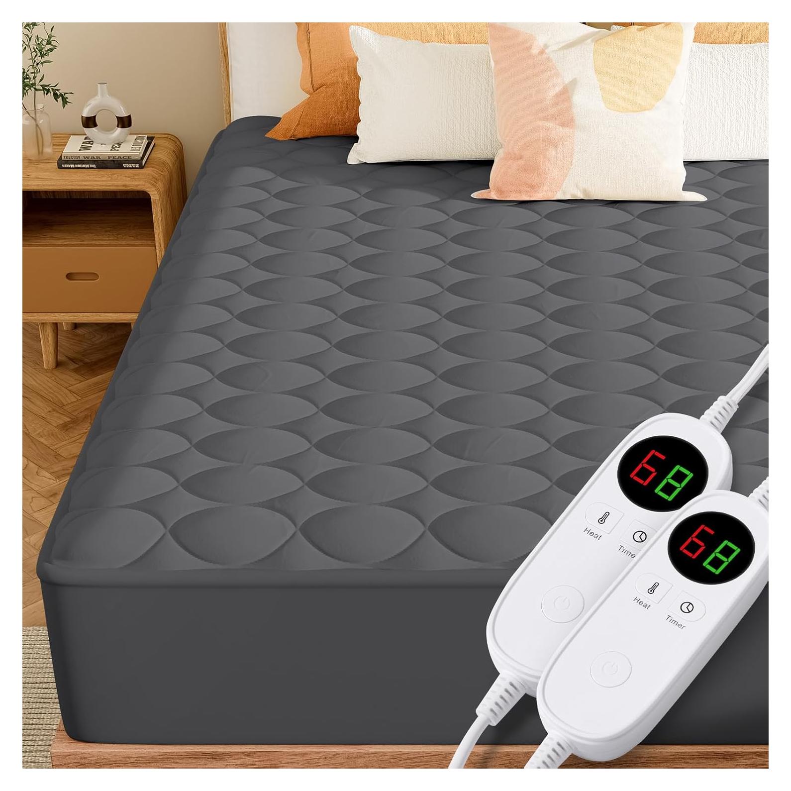 Funda de colchón calefactable MASVIS Queen gris con control dual