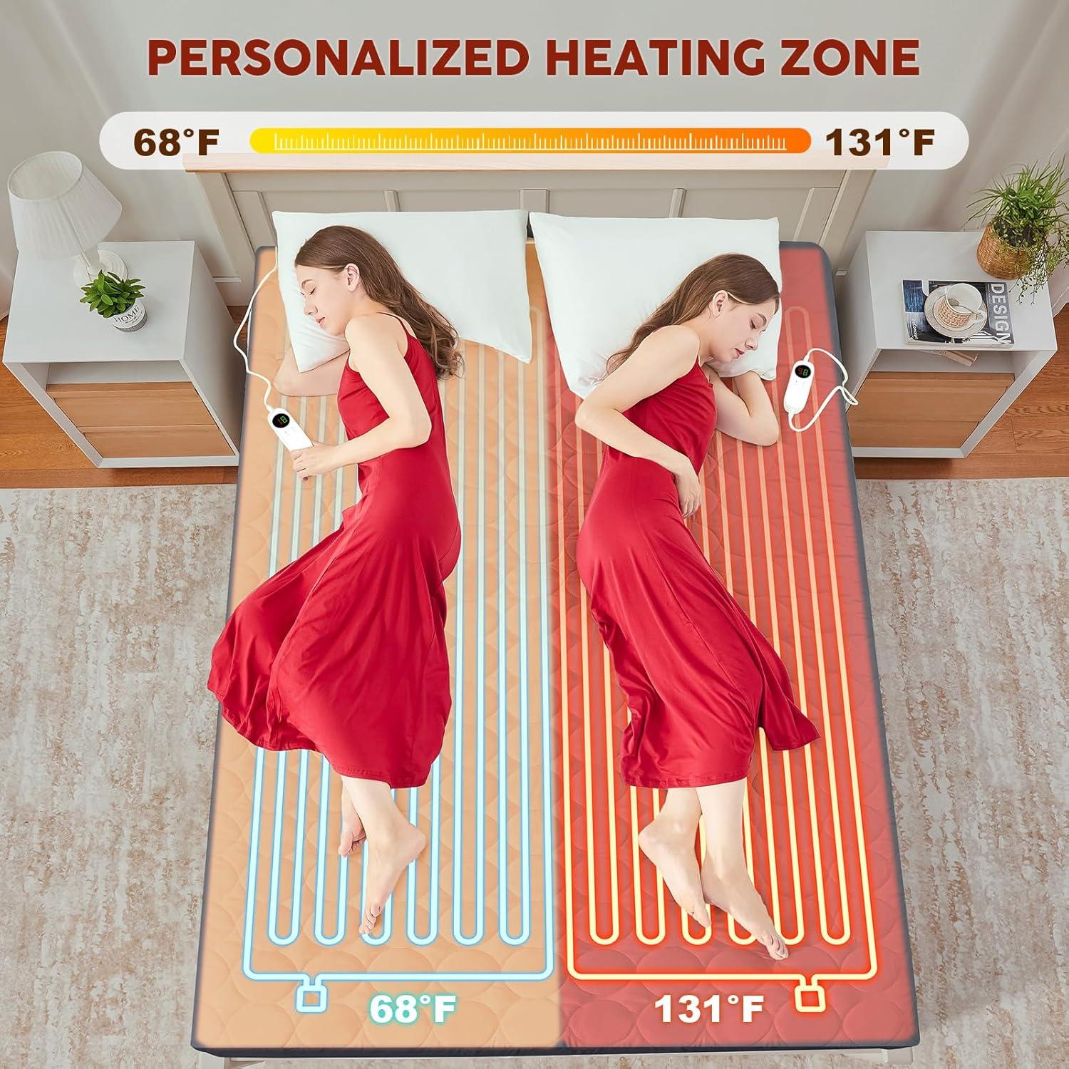 Funda de colchón calefactable MASVIS Queen gris con control dual